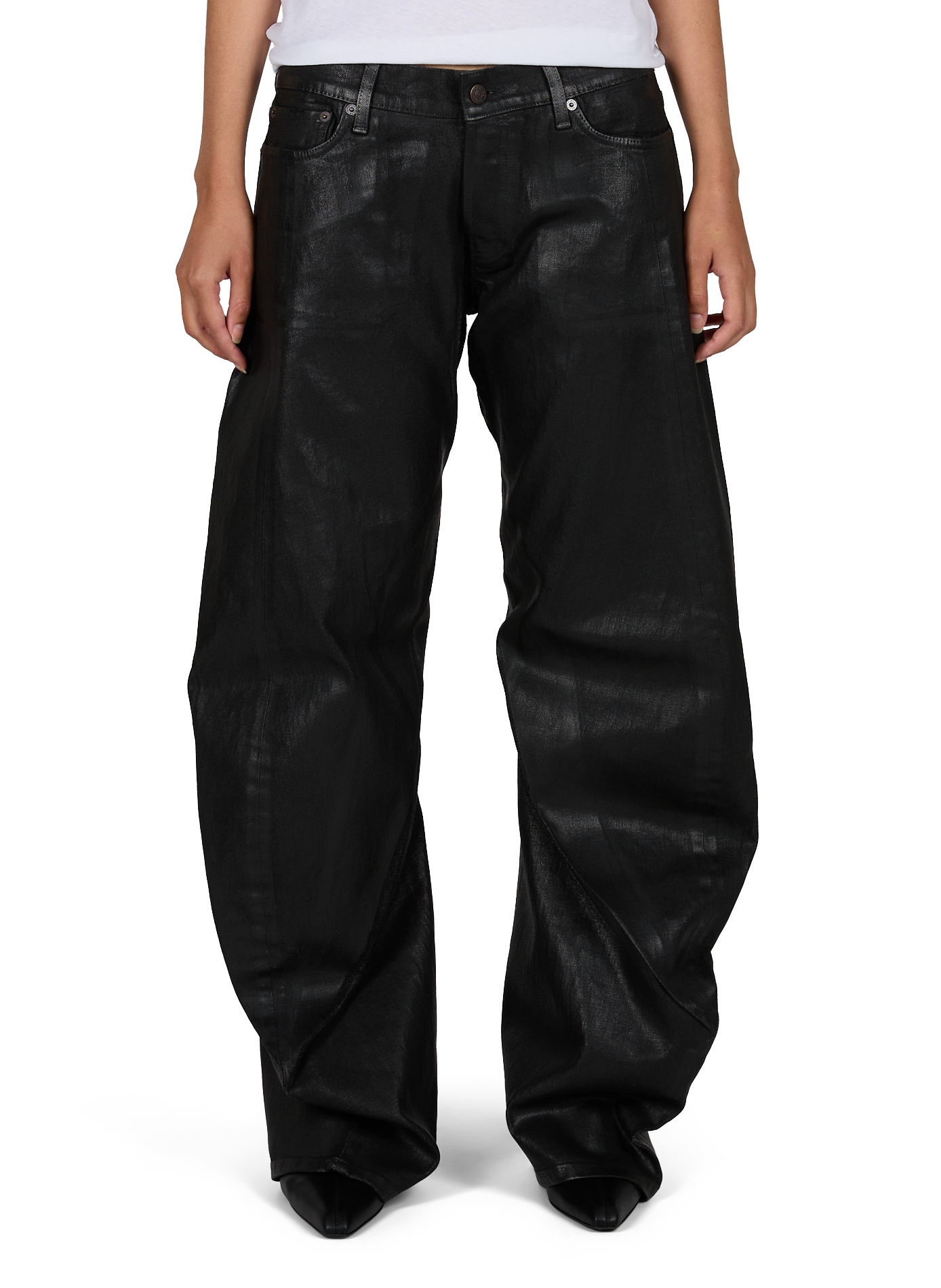 Weite beschichtete Baumwollhose ACNE STUDIOS Schwarz