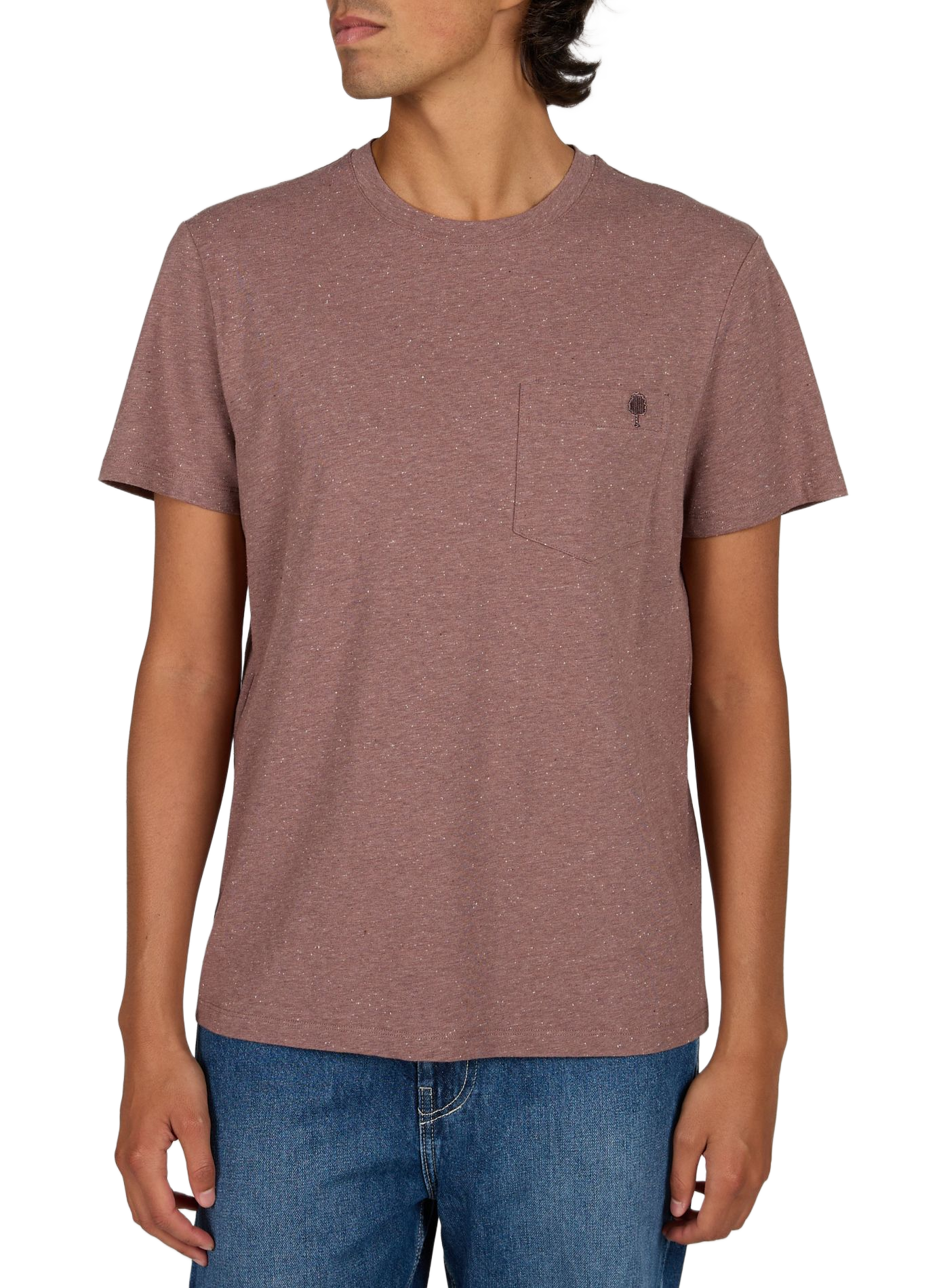 Straight fit round neck speckled t-shirt FAGUO Red
