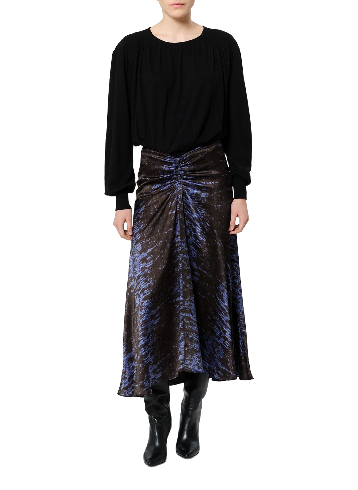 LAREN printed silk satin skirt ISABEL MARANT Blue