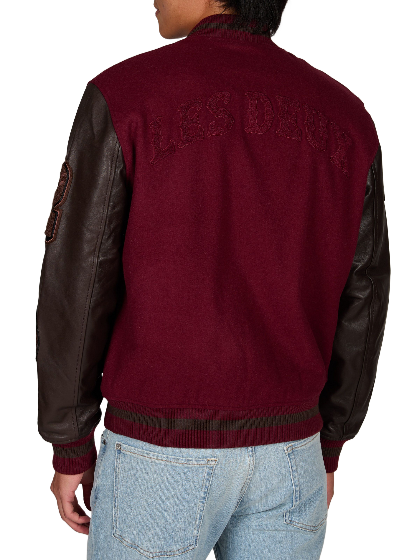 Loose round neck wool blend jacket LES DEUX Red
