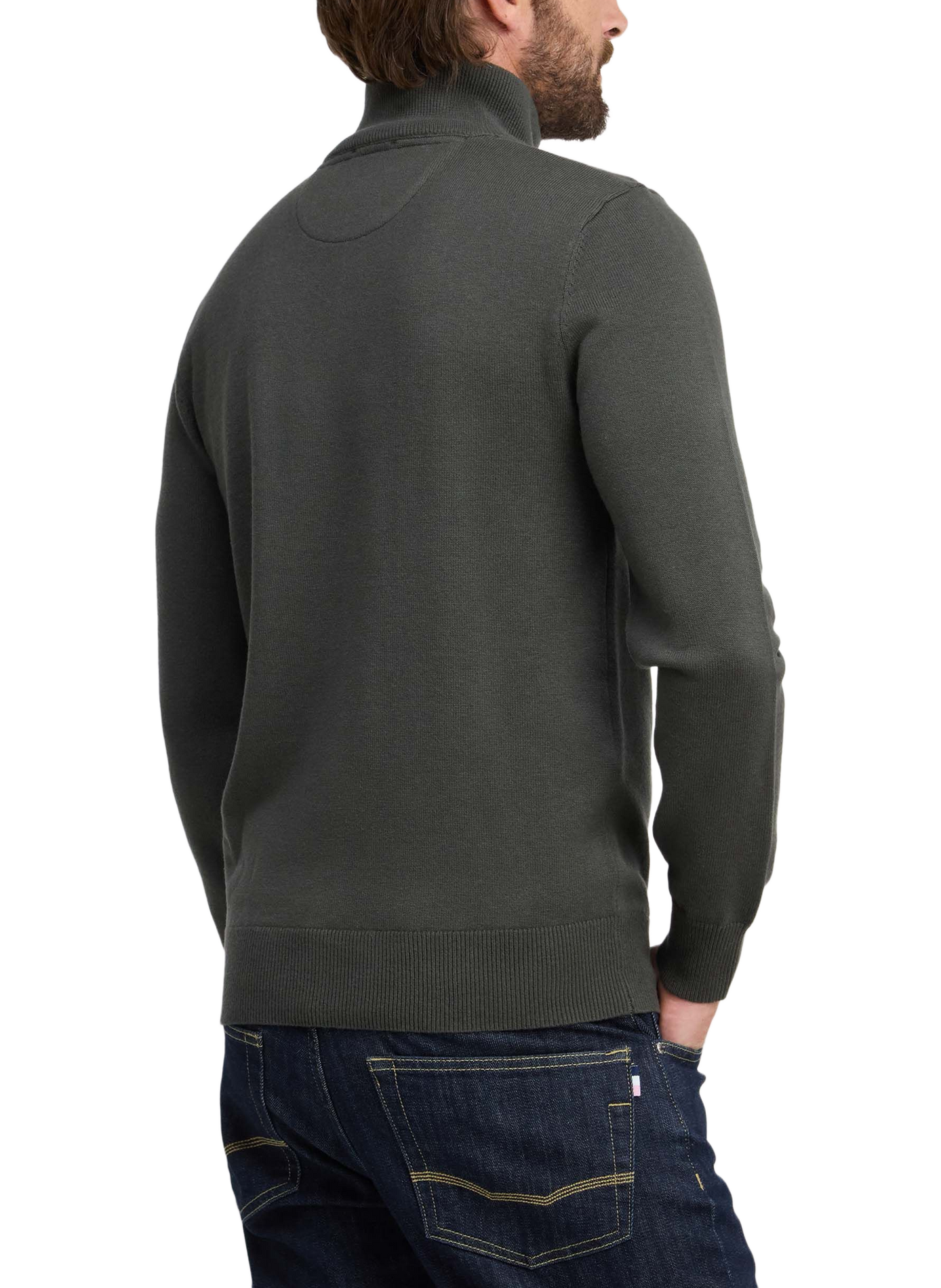 Zip-Up High-Neck Sweater in Wool Blend | Khaki EDEN PARK Men