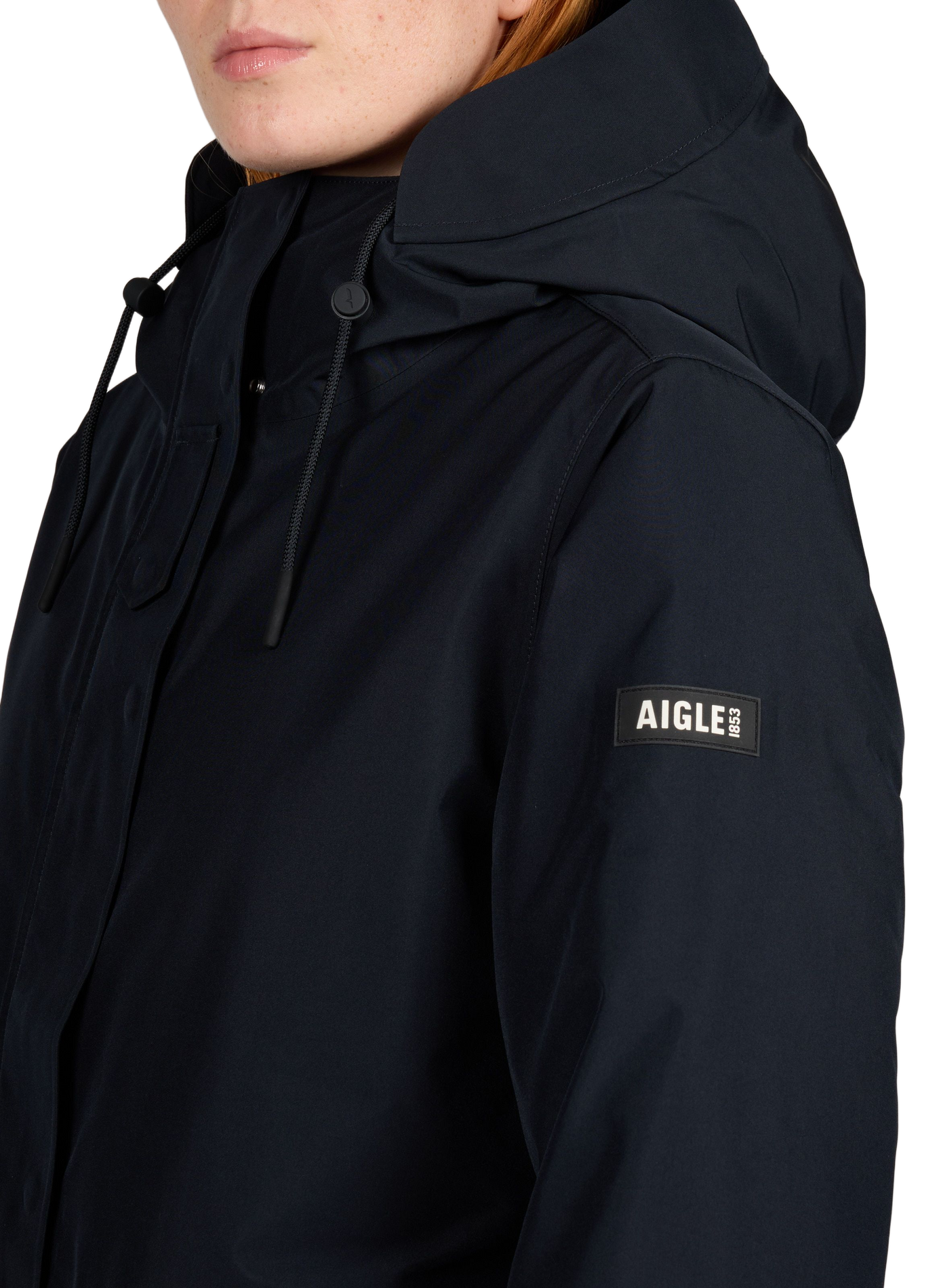 Parka droite col montant à capuche AIGLE Noir
