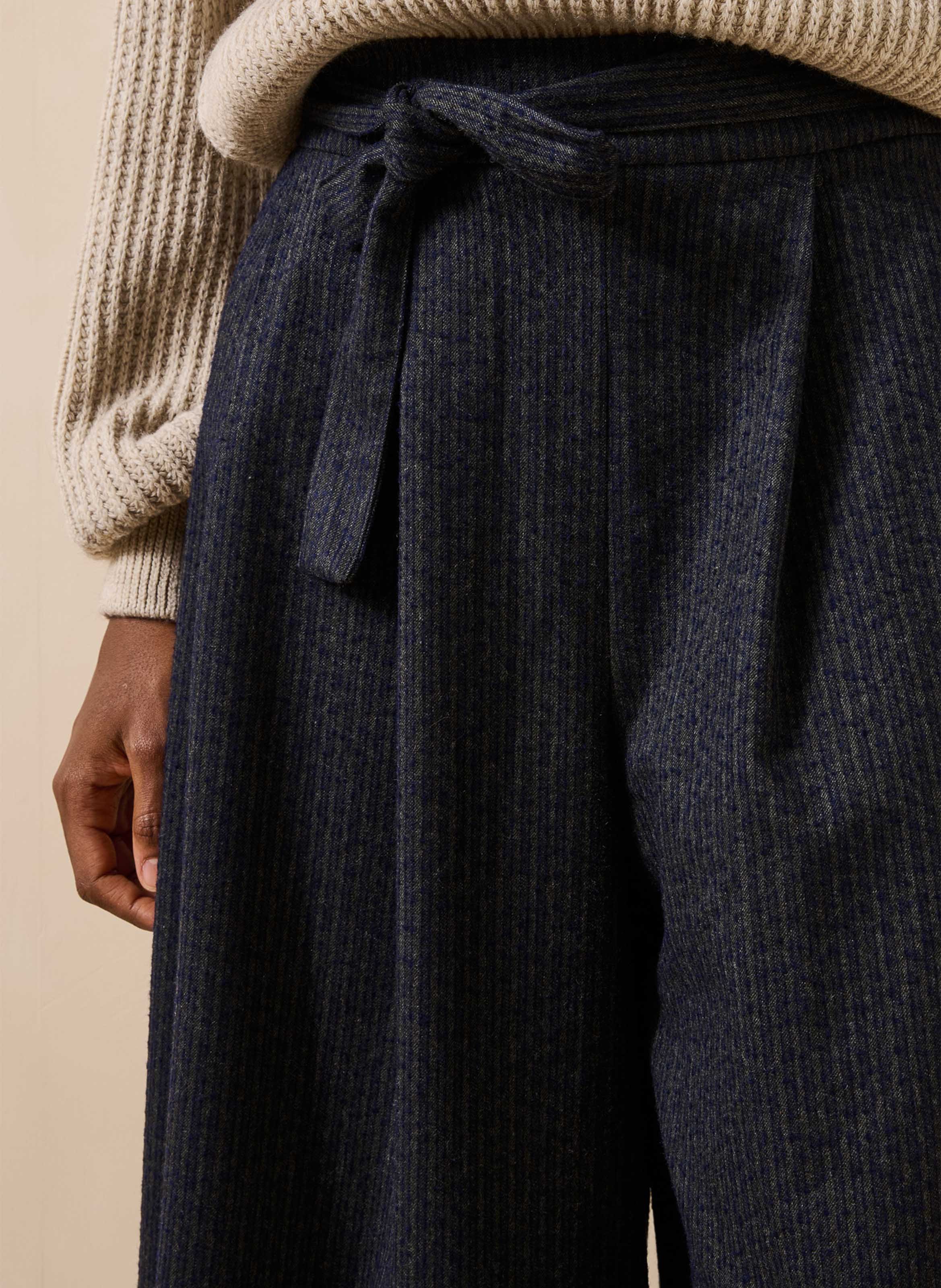 Wijde 7/8-broek met ceintuur LA FEE MARABOUTEE Grijs