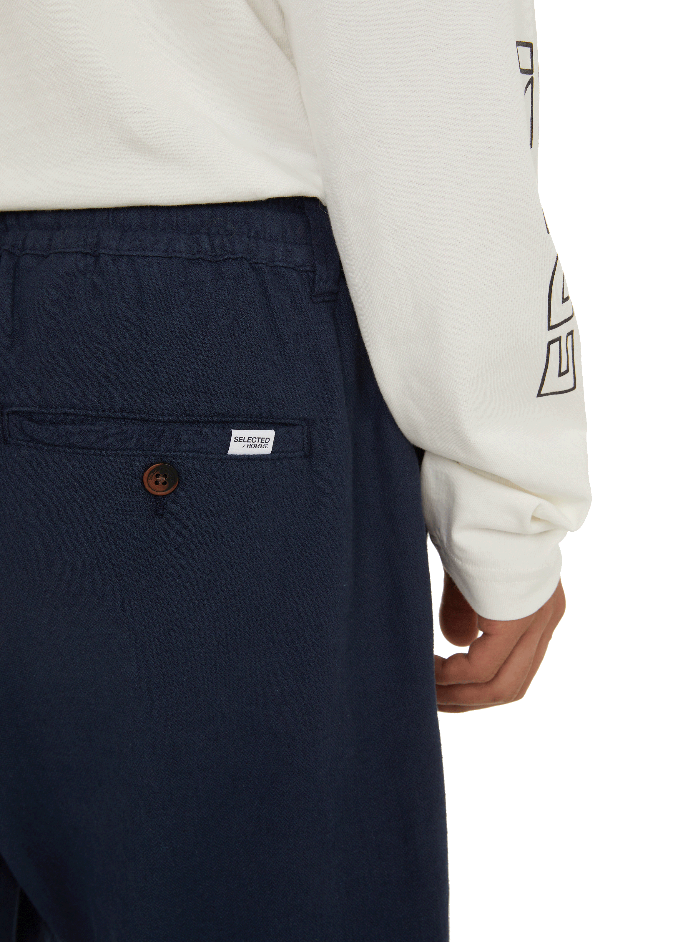 Cotton and linen shorts  SELECTED Black