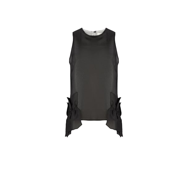 Bite Studios Silk Ruffled Top In Black