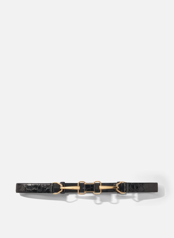 Ceinture en cuir effet croco Noir by MAJE MAJE Ceinture en cuir effet croco Noir