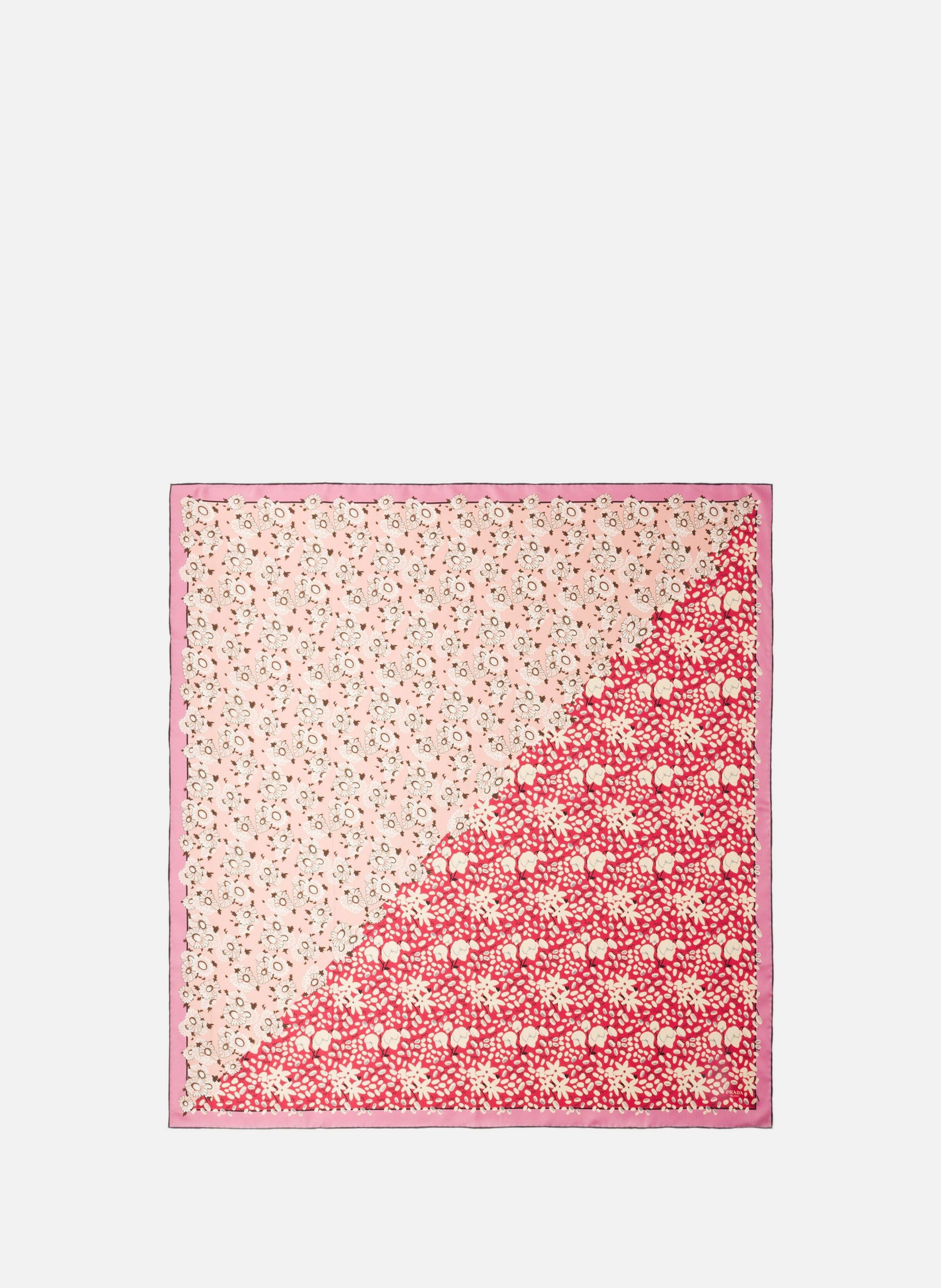 Foulard en sergé de soie imprimé 90 x 90 PRADA Rose