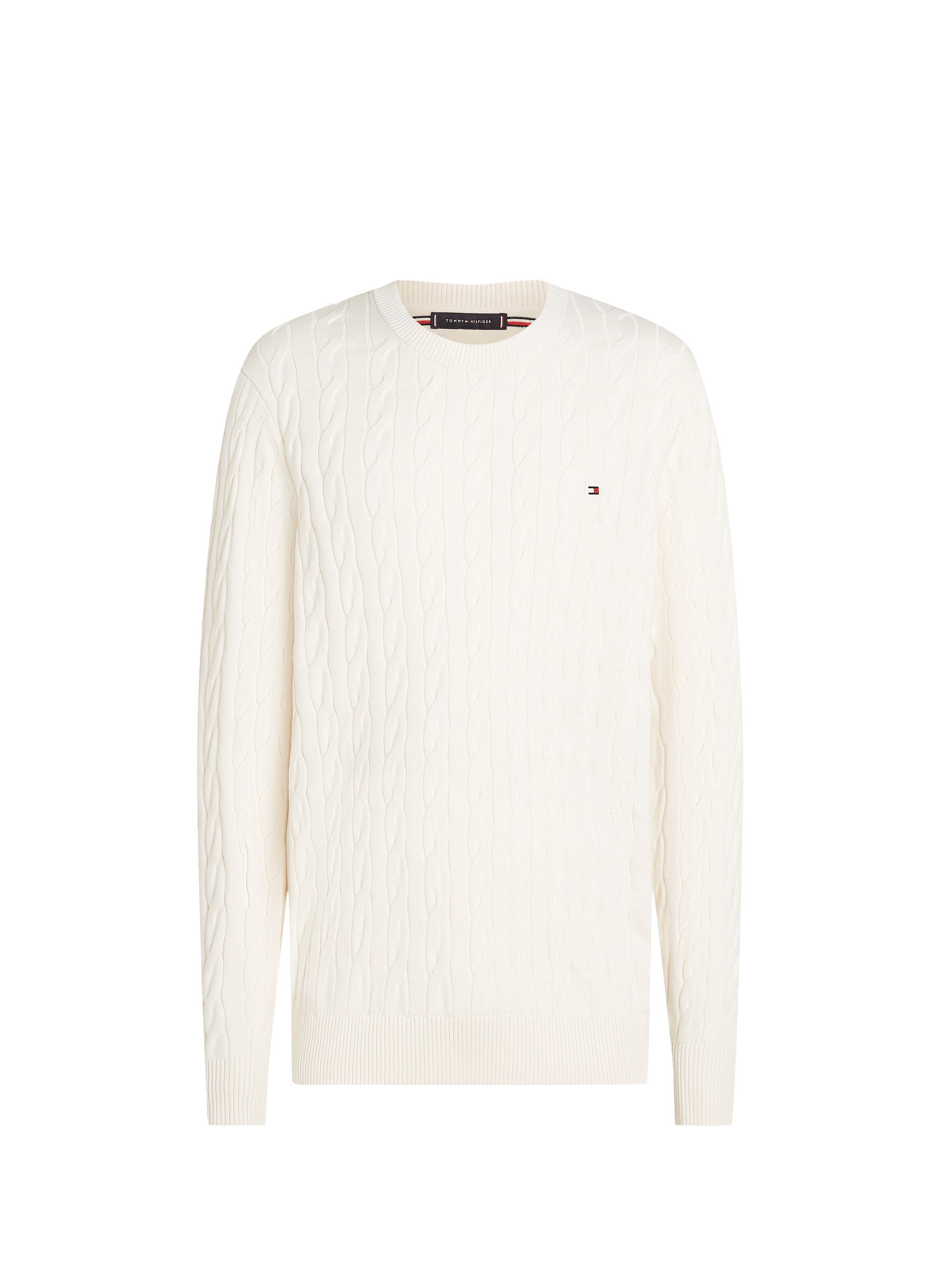 Pull en maille torsadée en coton TOMMY HILFIGER Beige