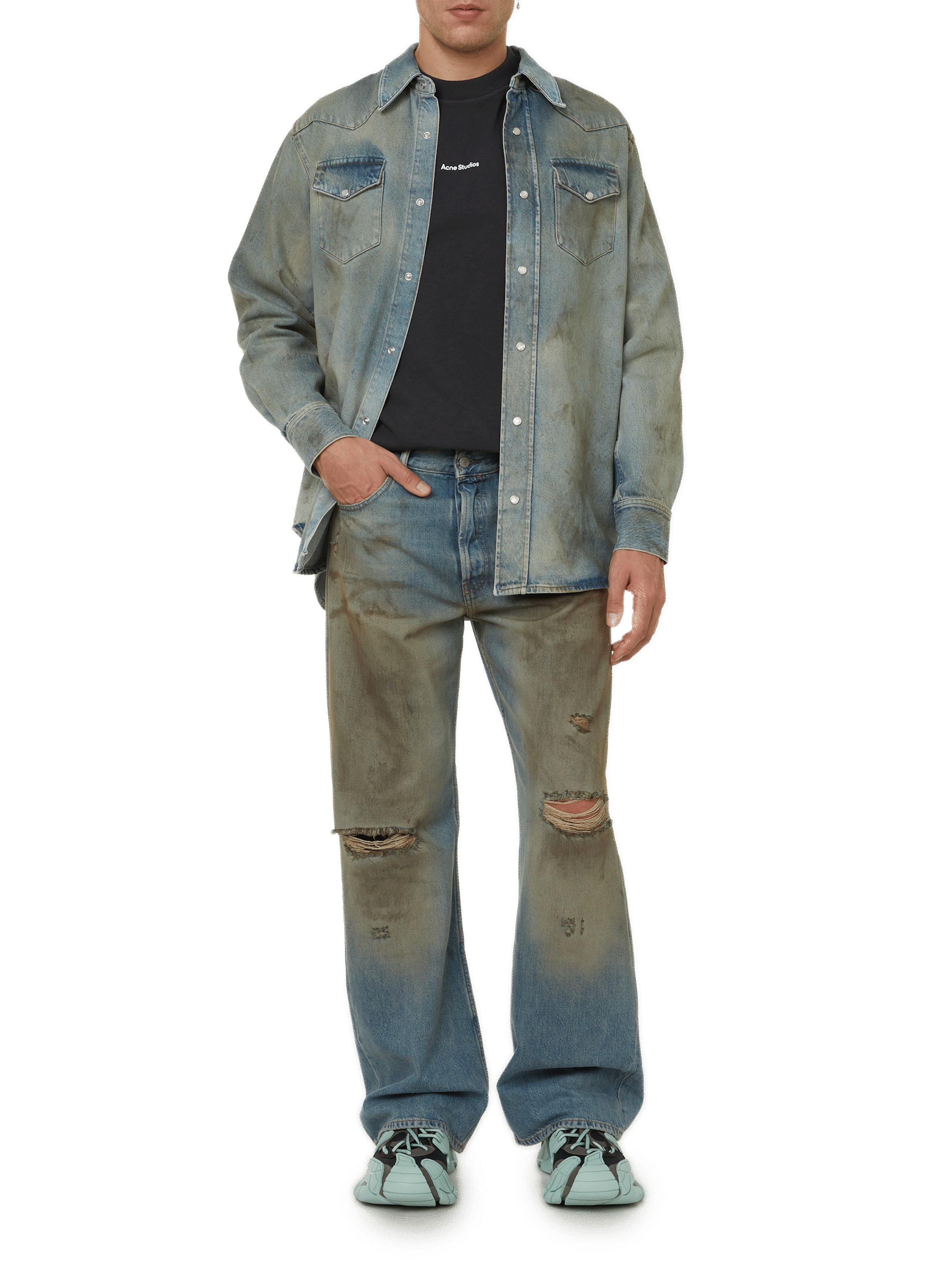 Jean aspect usé en coton  ACNE STUDIOS Bleu