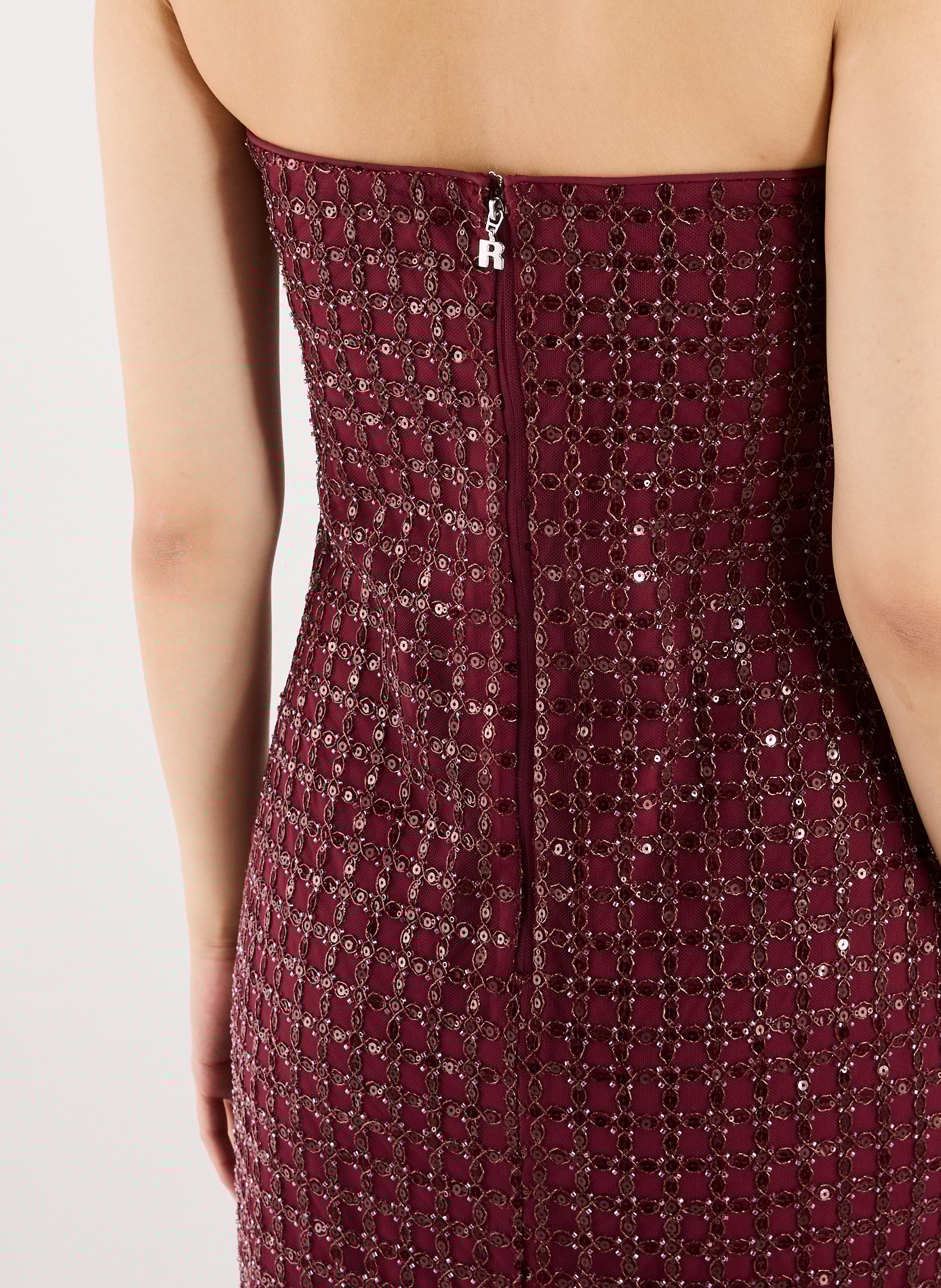 Robe tube longue perlée  ROTATE Rouge