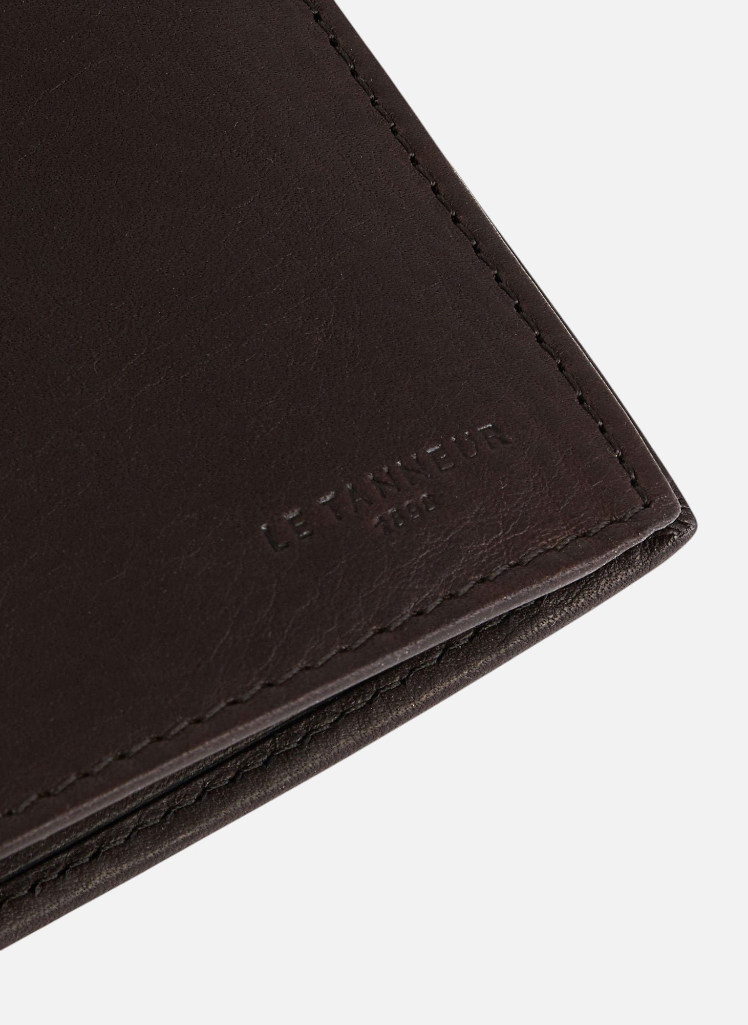 Portefeuille vertical zippé 2 volets gary en cuir huilé Marron