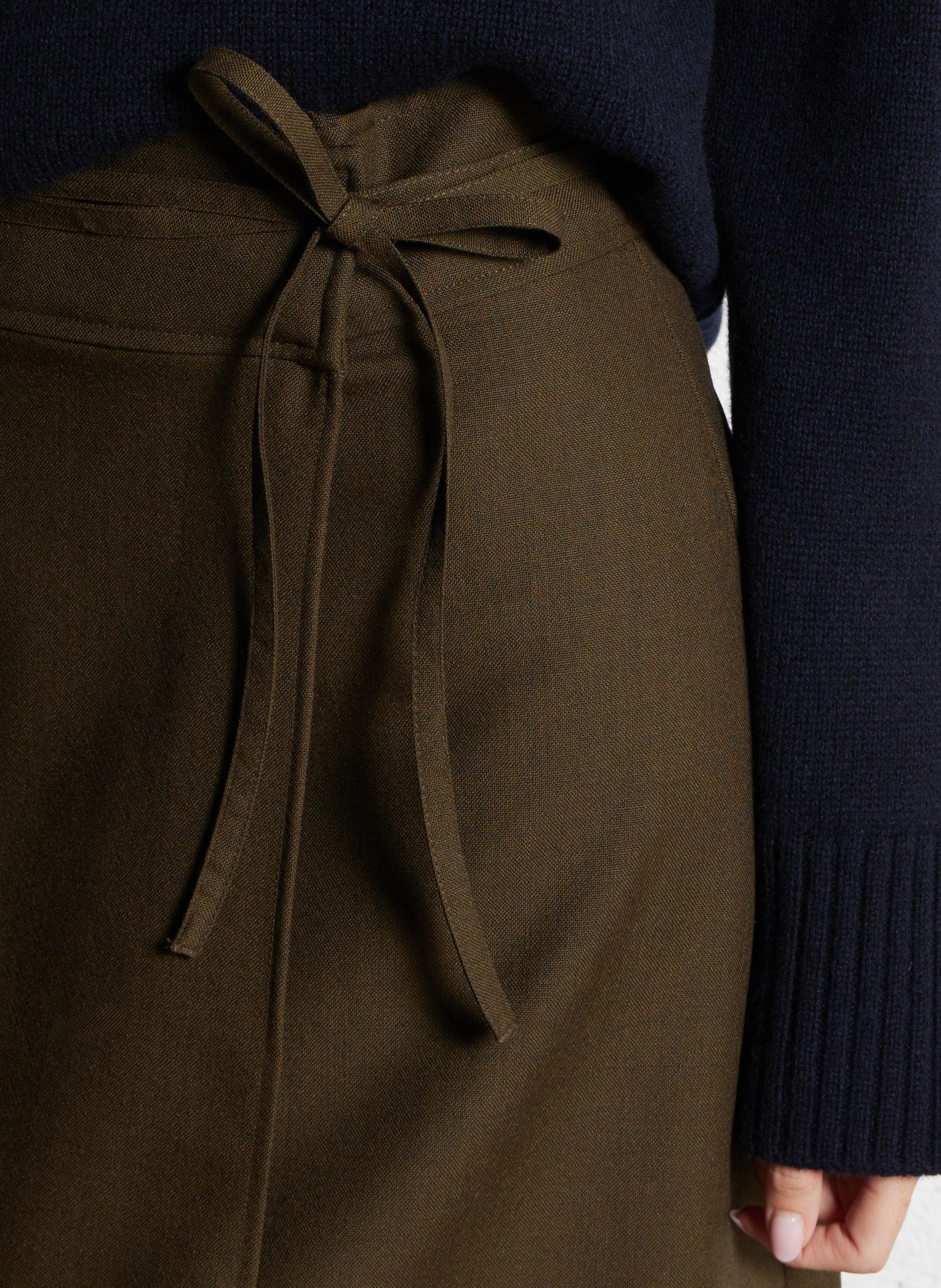 Jupe midi évasée en laine Reine SOEUR Kaki