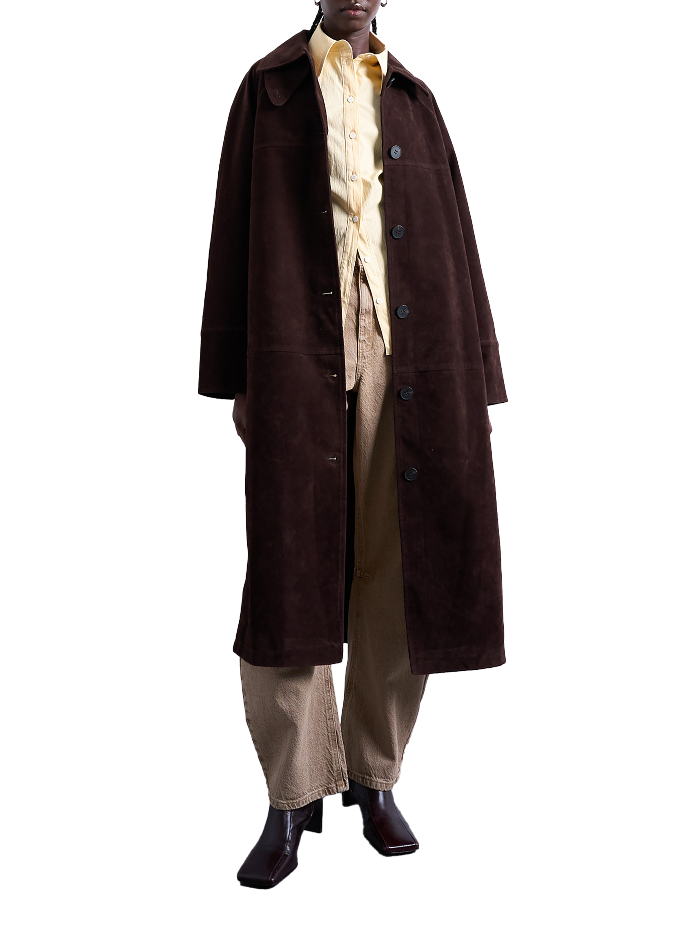 TOPSHOP Manteau oversize à col italien Marron