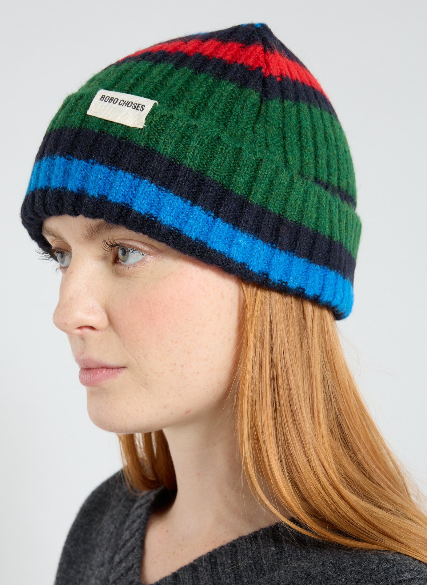 Bonnet rayé en coton mélangé BOBO CHOSES Multicolore