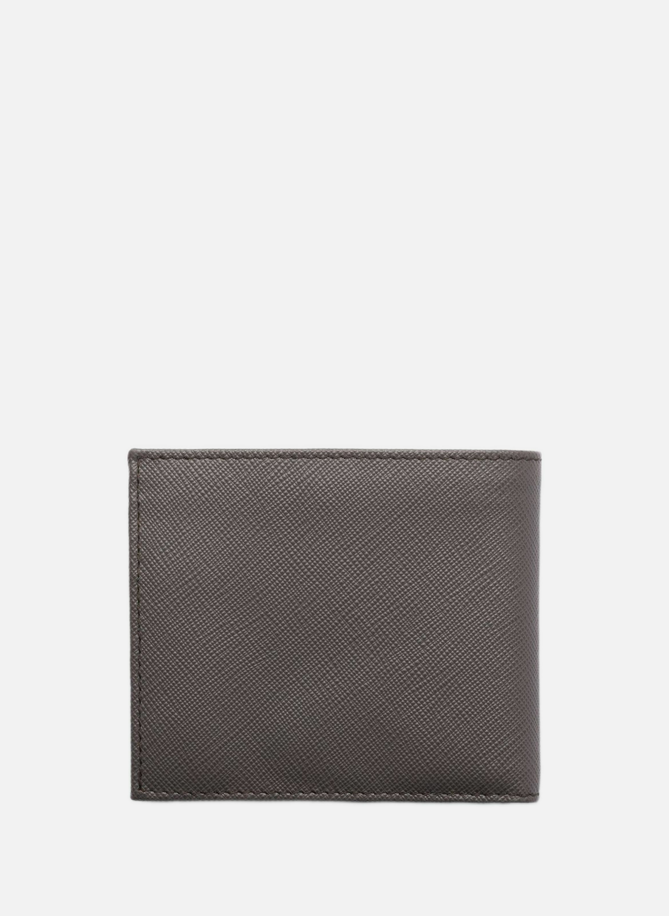 Portefeuille en cuir saffiano avec porte-monnaie PRADA Gris