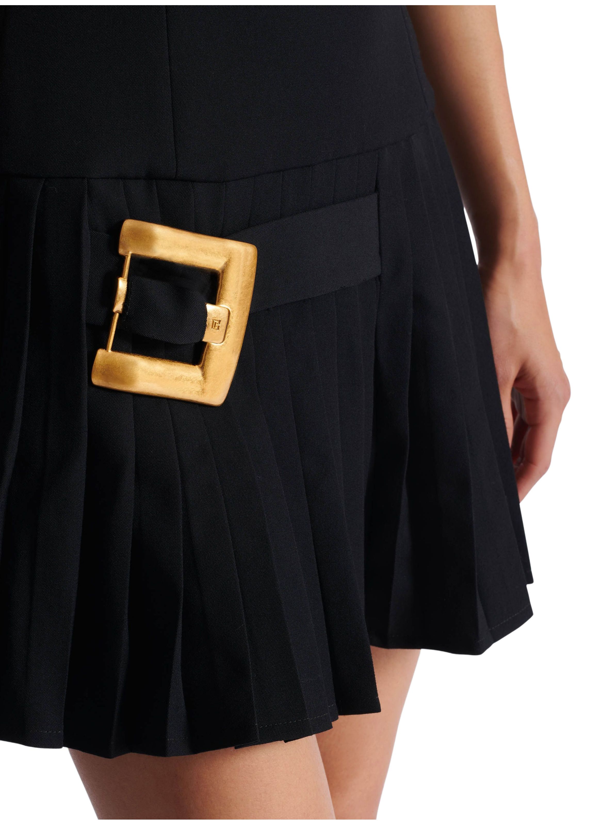 Robe évasée en grain de poudre avec détail ceinture BALMAIN Noir