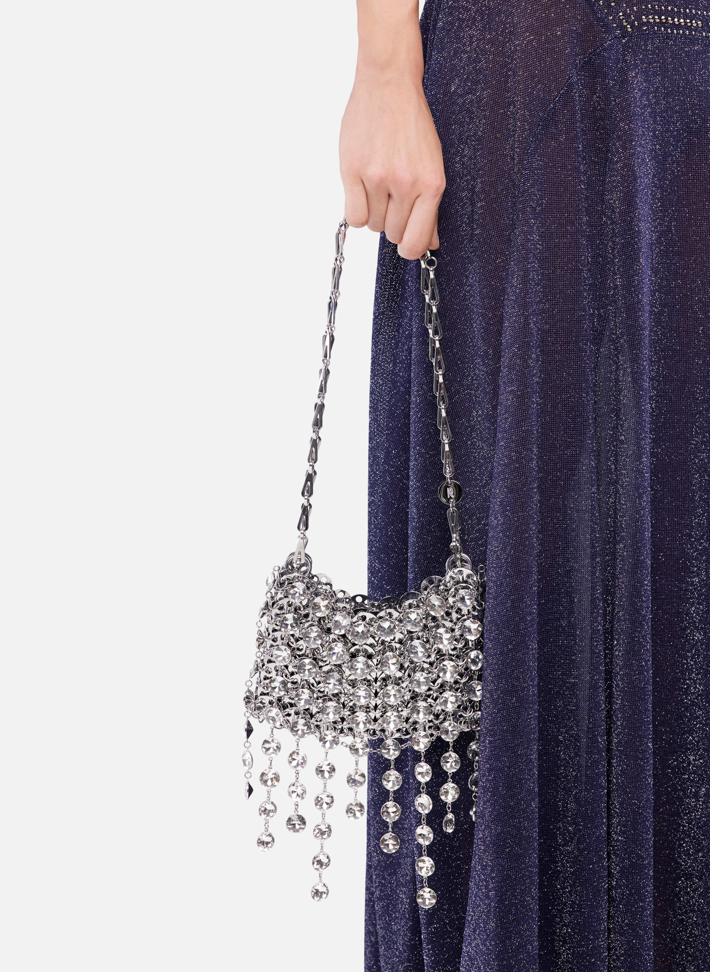 Sac nano 1969 strass RABANNE Argent