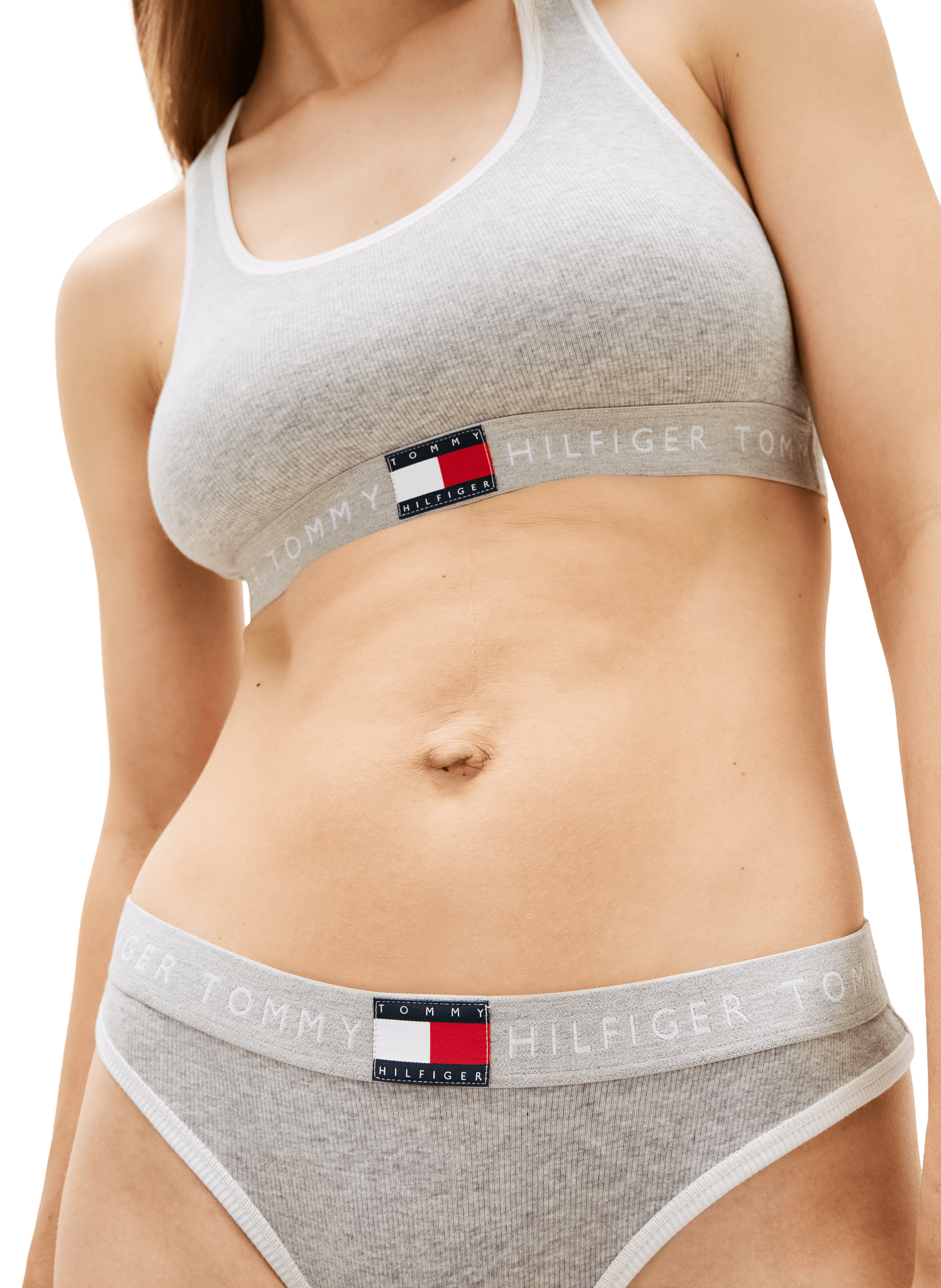 String à logo en coton mélangé TOMMY HILFIGER Gris