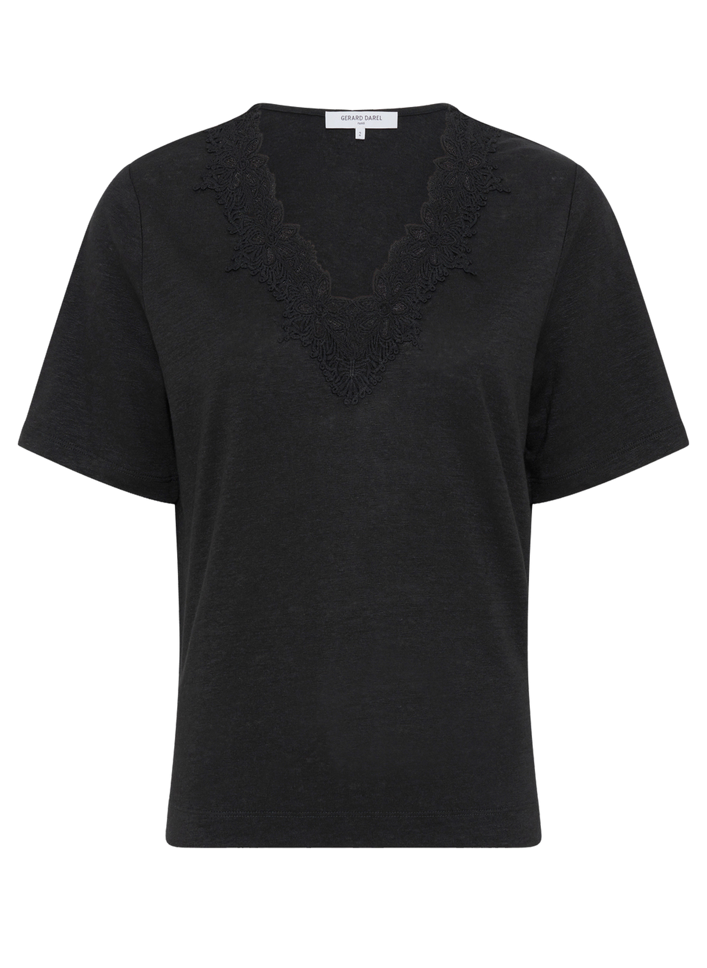 T-shirt en lin à broderies - maevanelle GERARD DAREL Noir