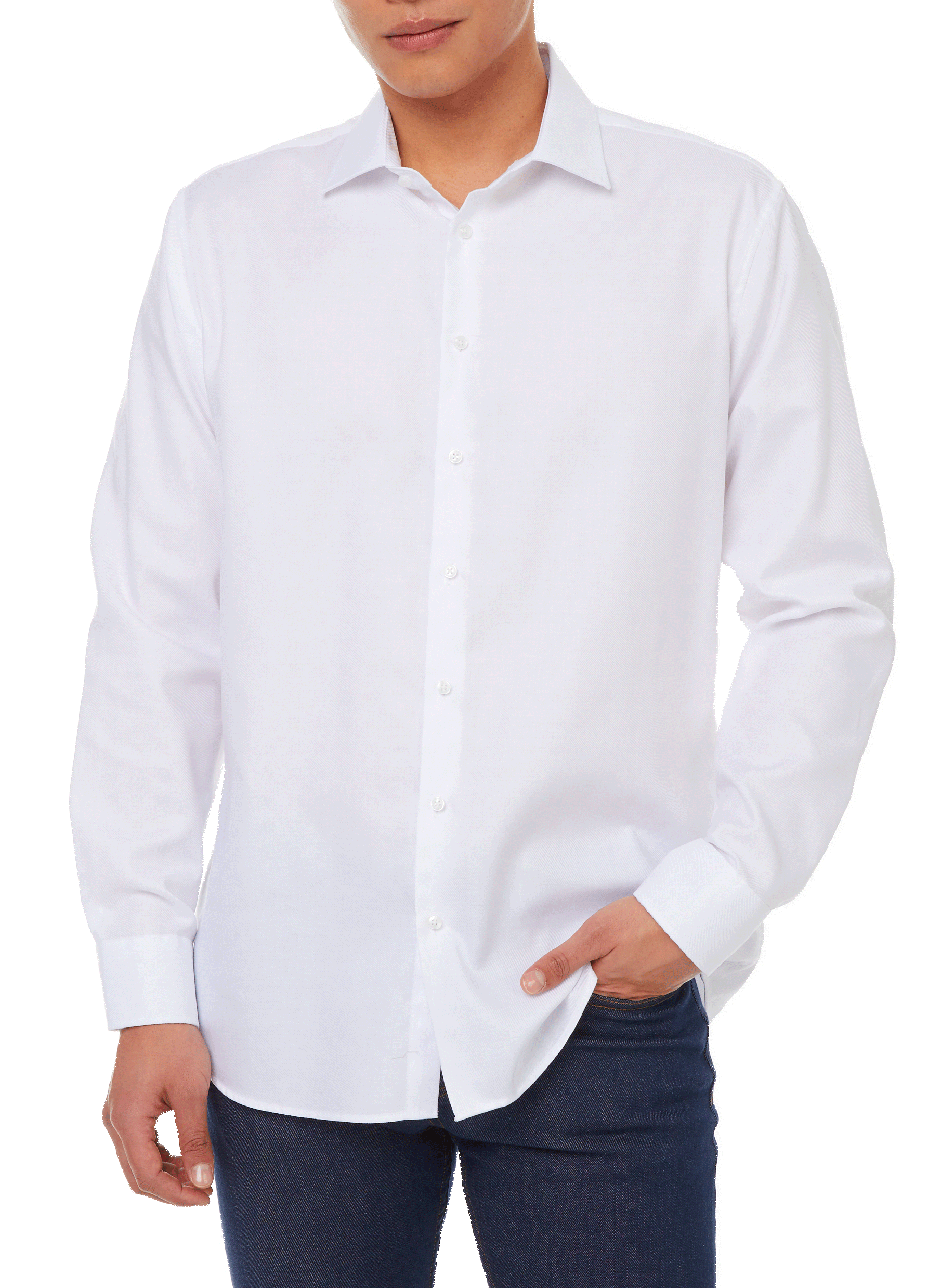 Chemise shaped en sergé de coton SEIDENSTICKER Blanc