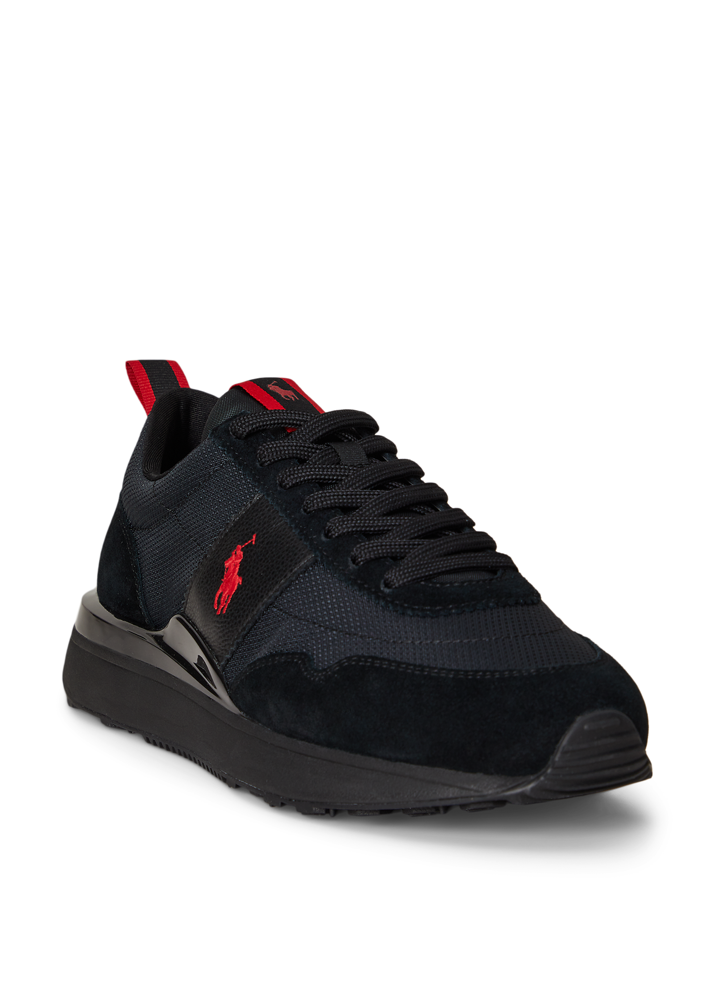 Baskets basses à logo en cuir de vache mélangé POLO RALPH LAUREN Noir