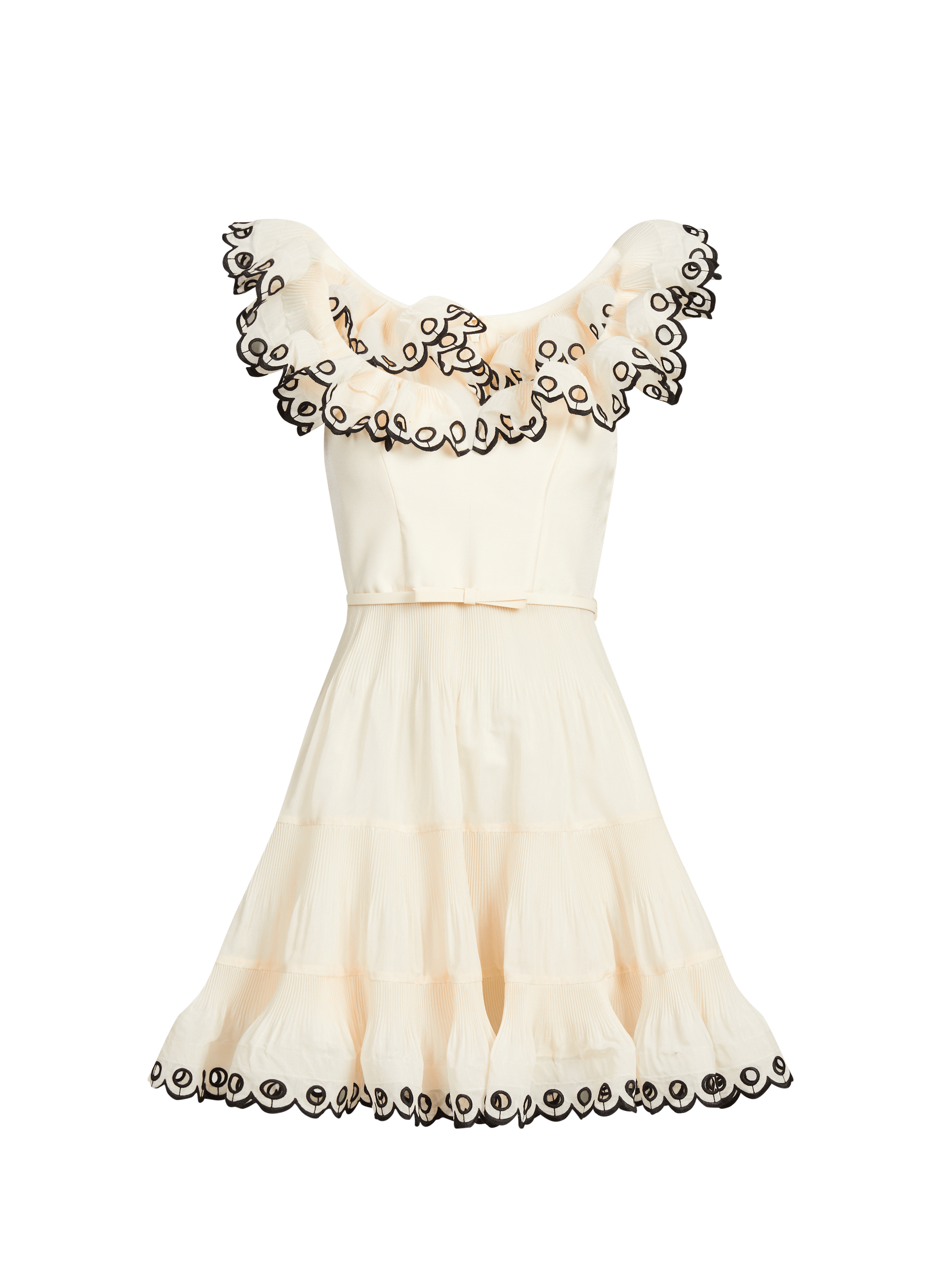 Mini robe brodée à volants ZIMMERMANN Blanc