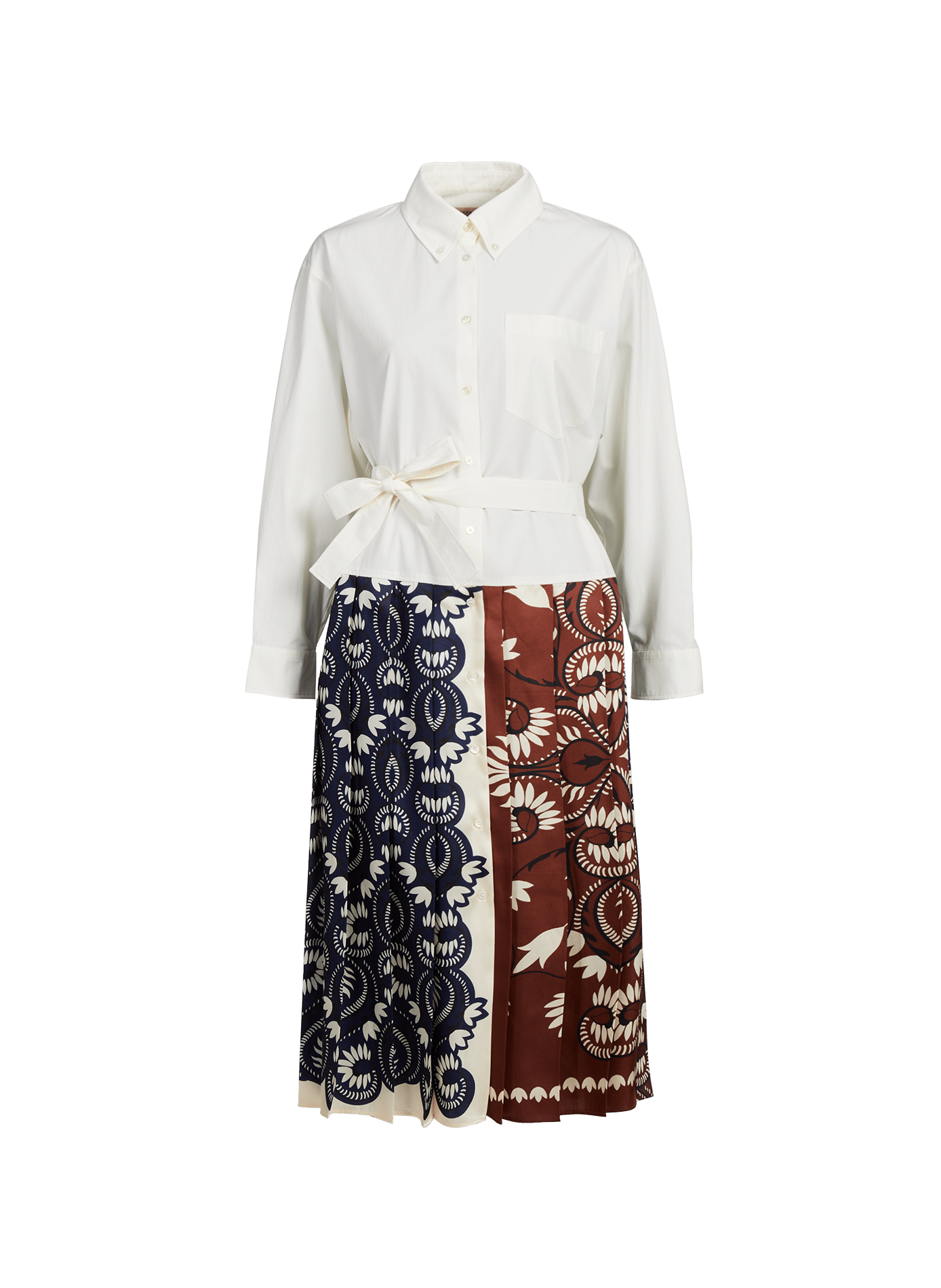 Printed midi shirt dress in blended cotton MAX MARA WEEK END White