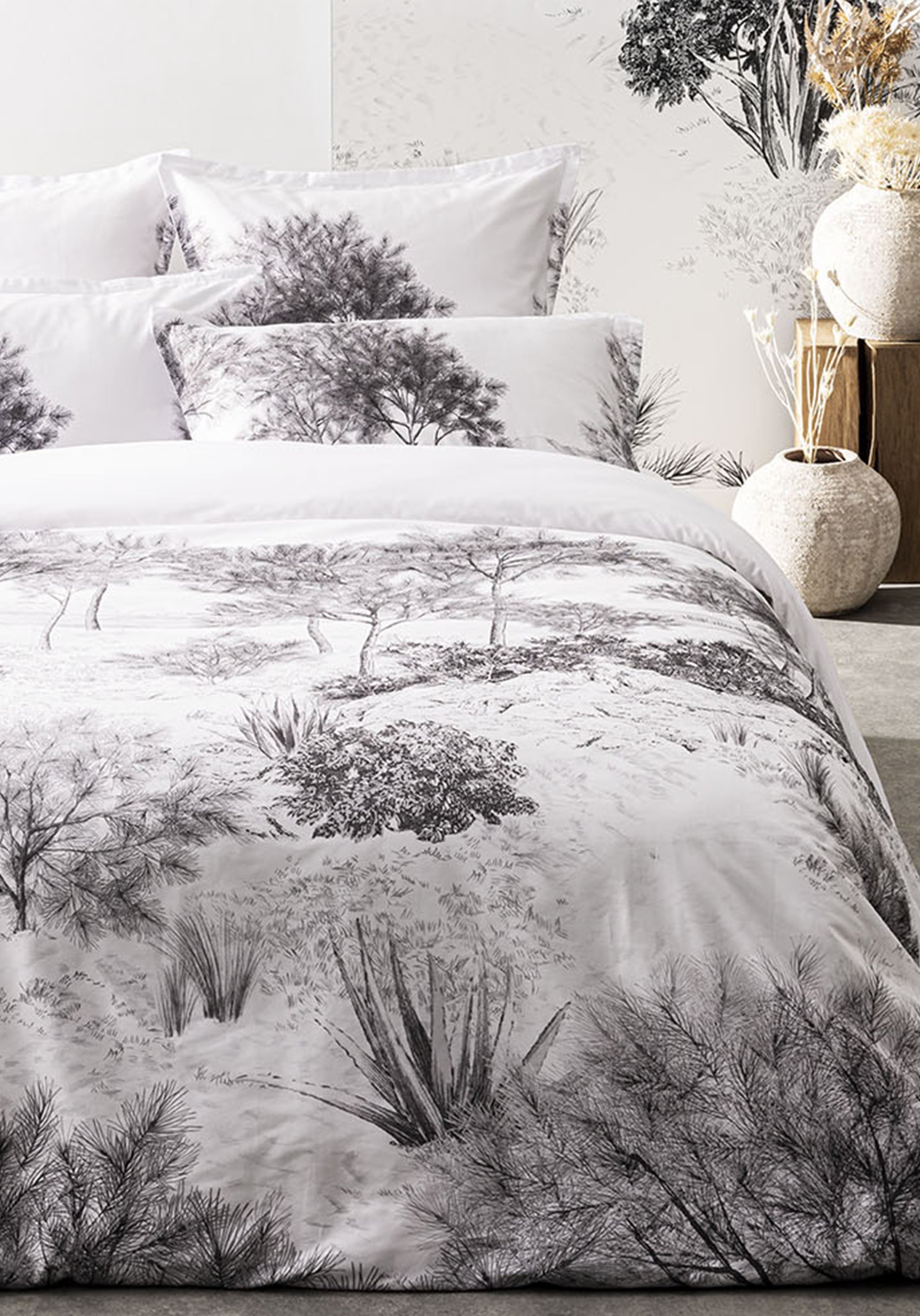 Housse de couette imprimée en satin de coton bio, dune ALEXANDRE TURPAULT Noir