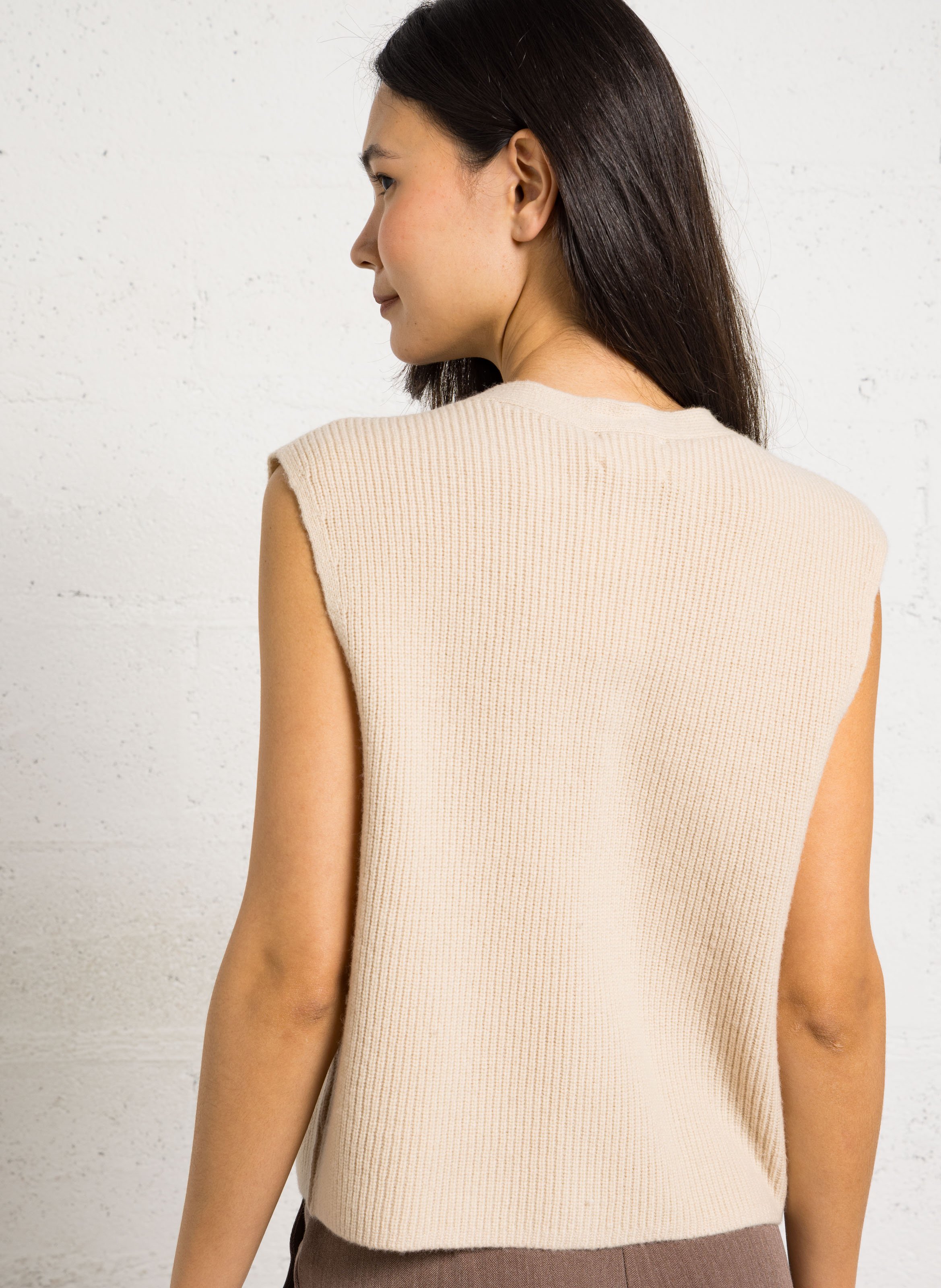 Gilet col v en laine paraty MAISON 123 Beige