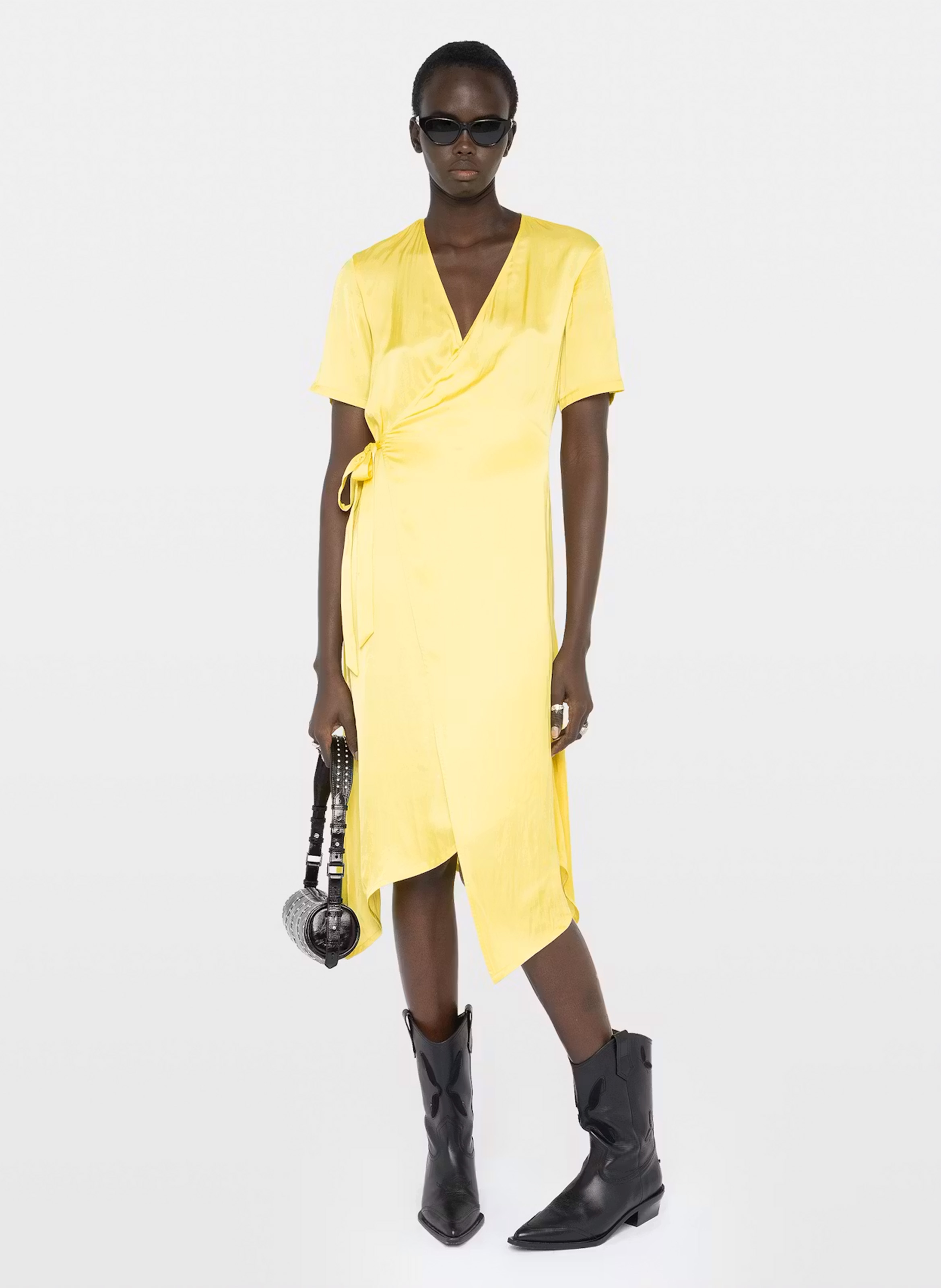 Robe midi portefeuille satinée reforme ZADIG&VOLTAIRE Jaune