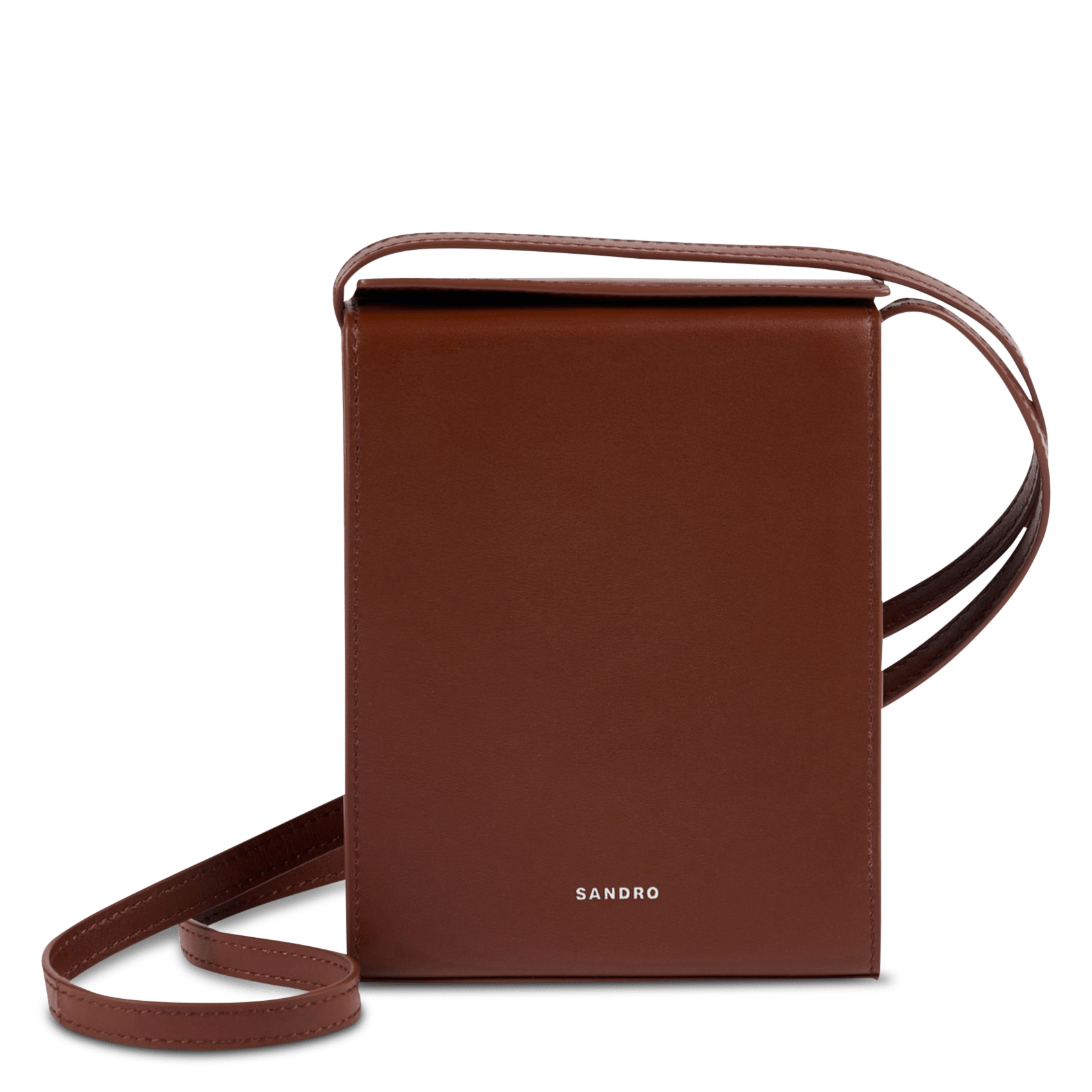 Petit sac bandoulière en cuir SANDRO Marron