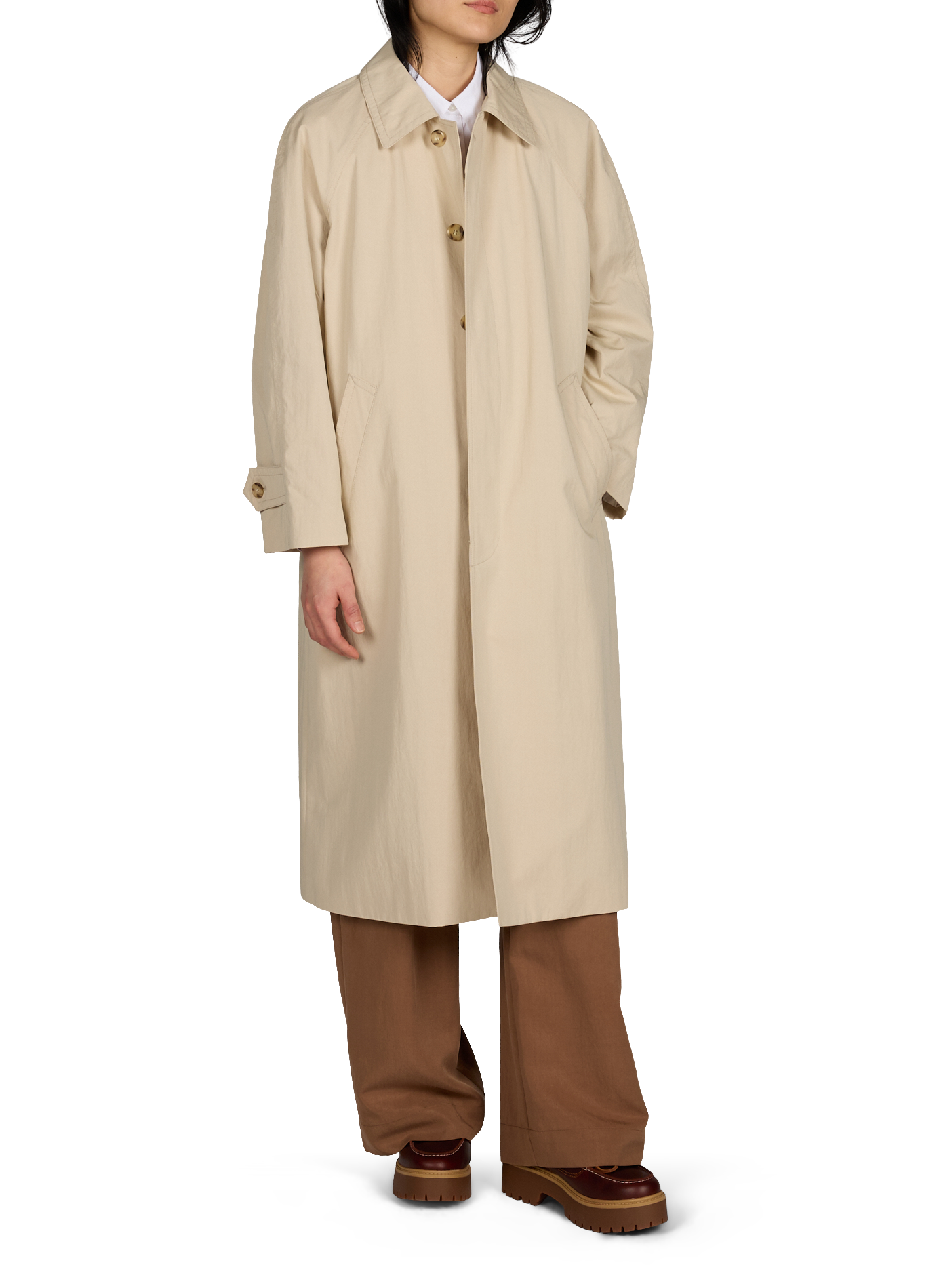 Trench droit uni en coton mélangé DUNST Beige