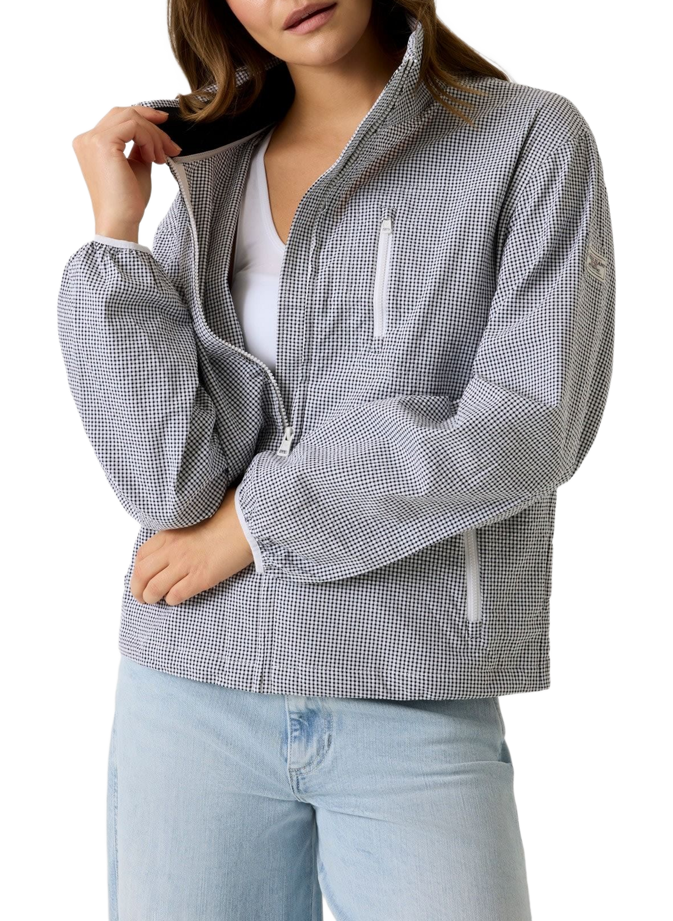 Checked cotton blend windbreaker coat GUESS Multicolour