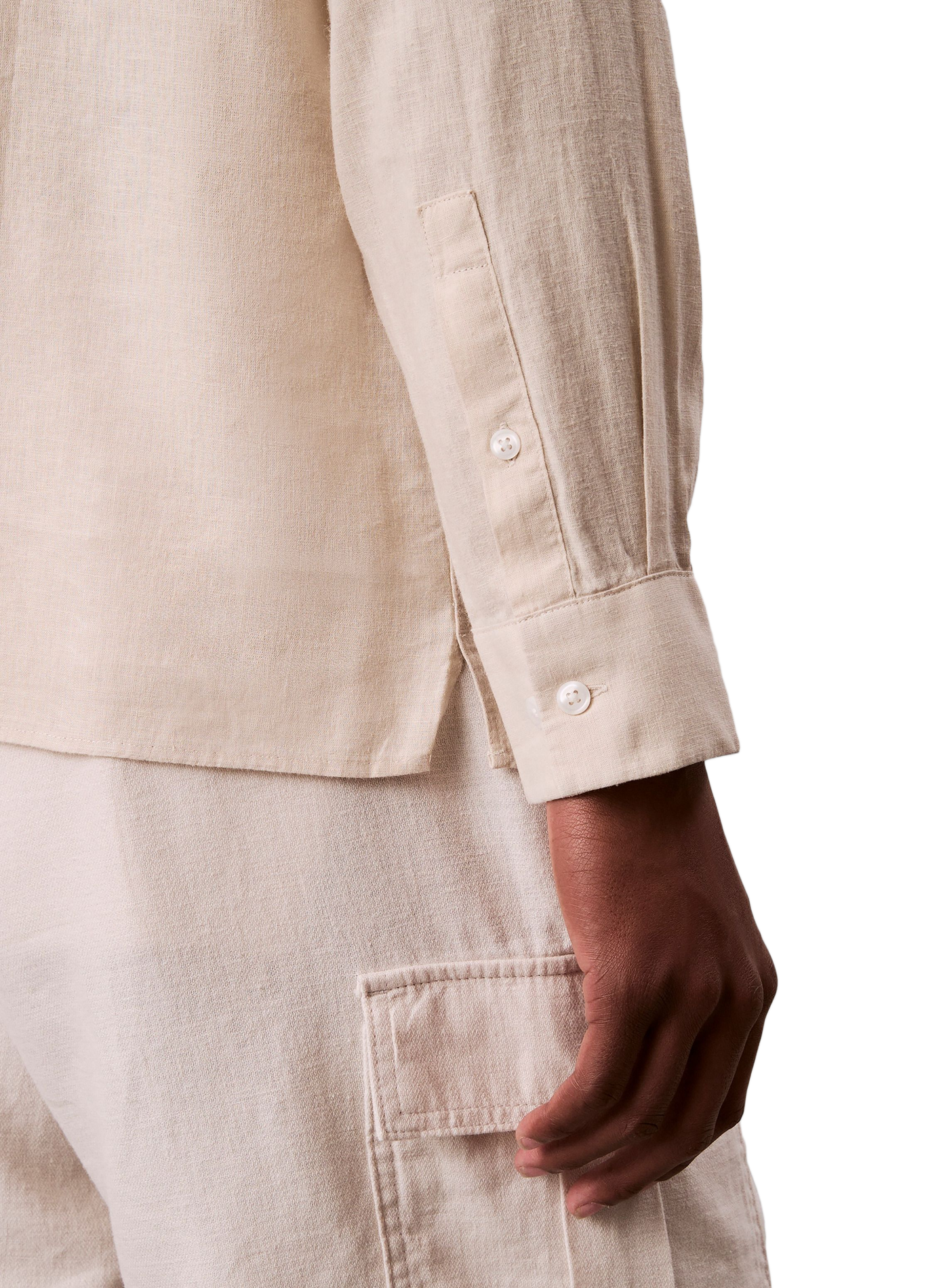 Straight shirt in mixed linen CALVIN KLEIN Beige