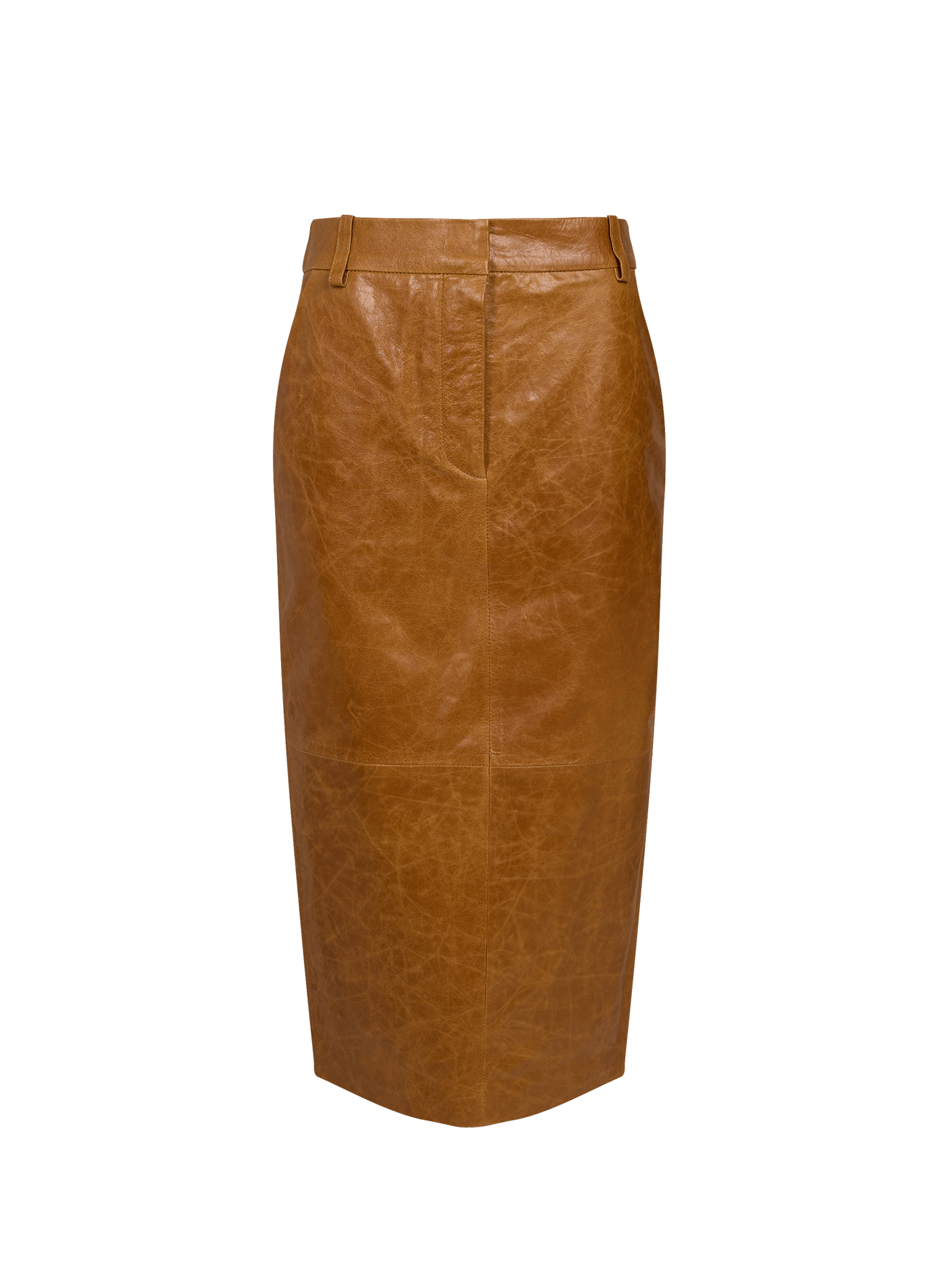 Straight skirt in textured leather CO Brown