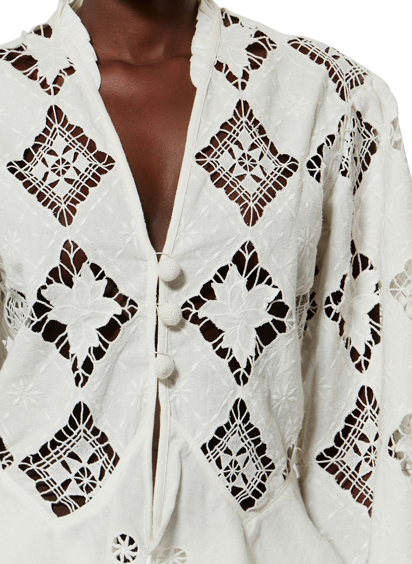 Bluse Nina mit Stickereien aus Leinen und Baumwolle. ISABEL MARANT Weiss