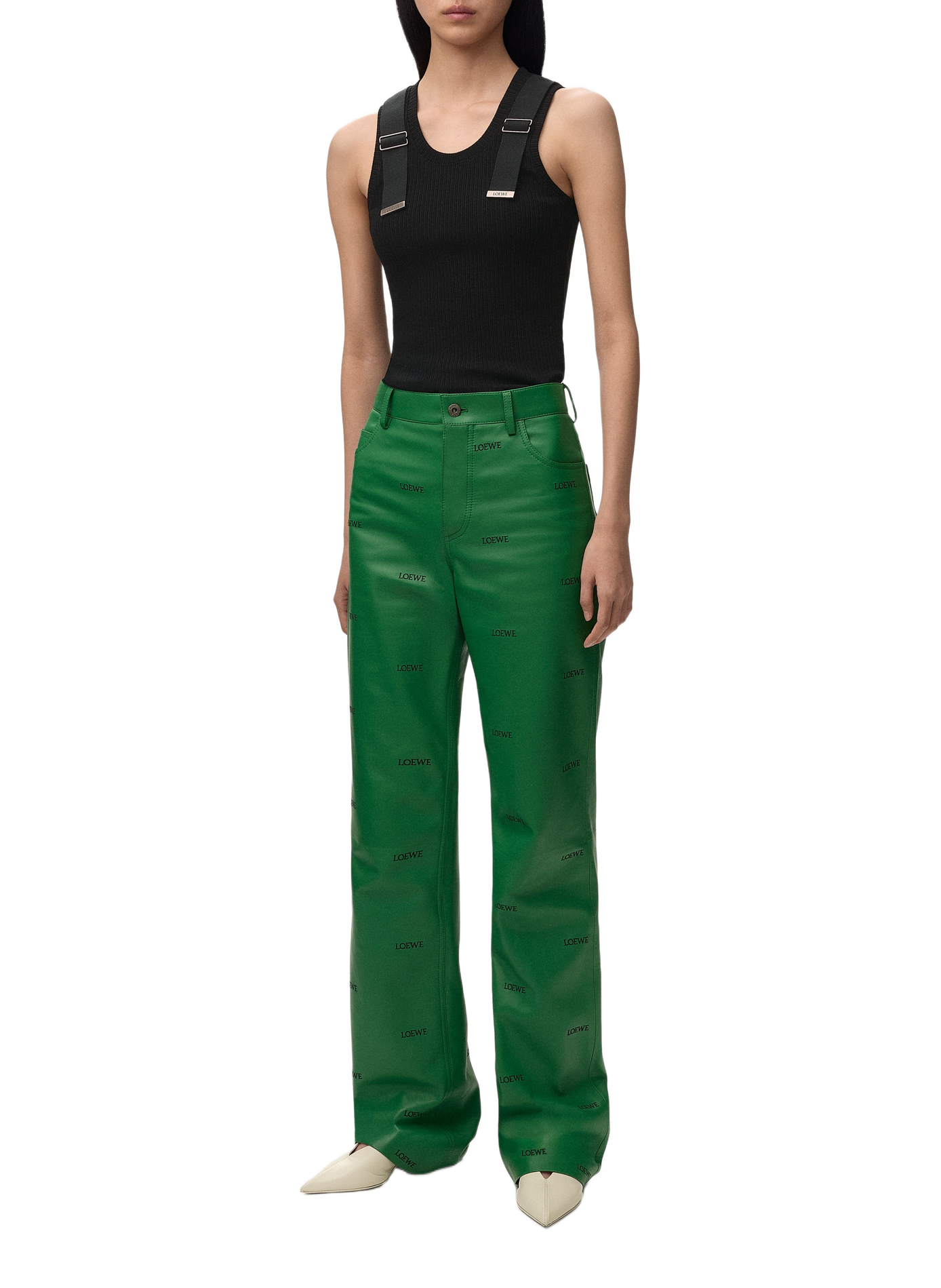 Cotton stretch tank top with straps LOEWE Black