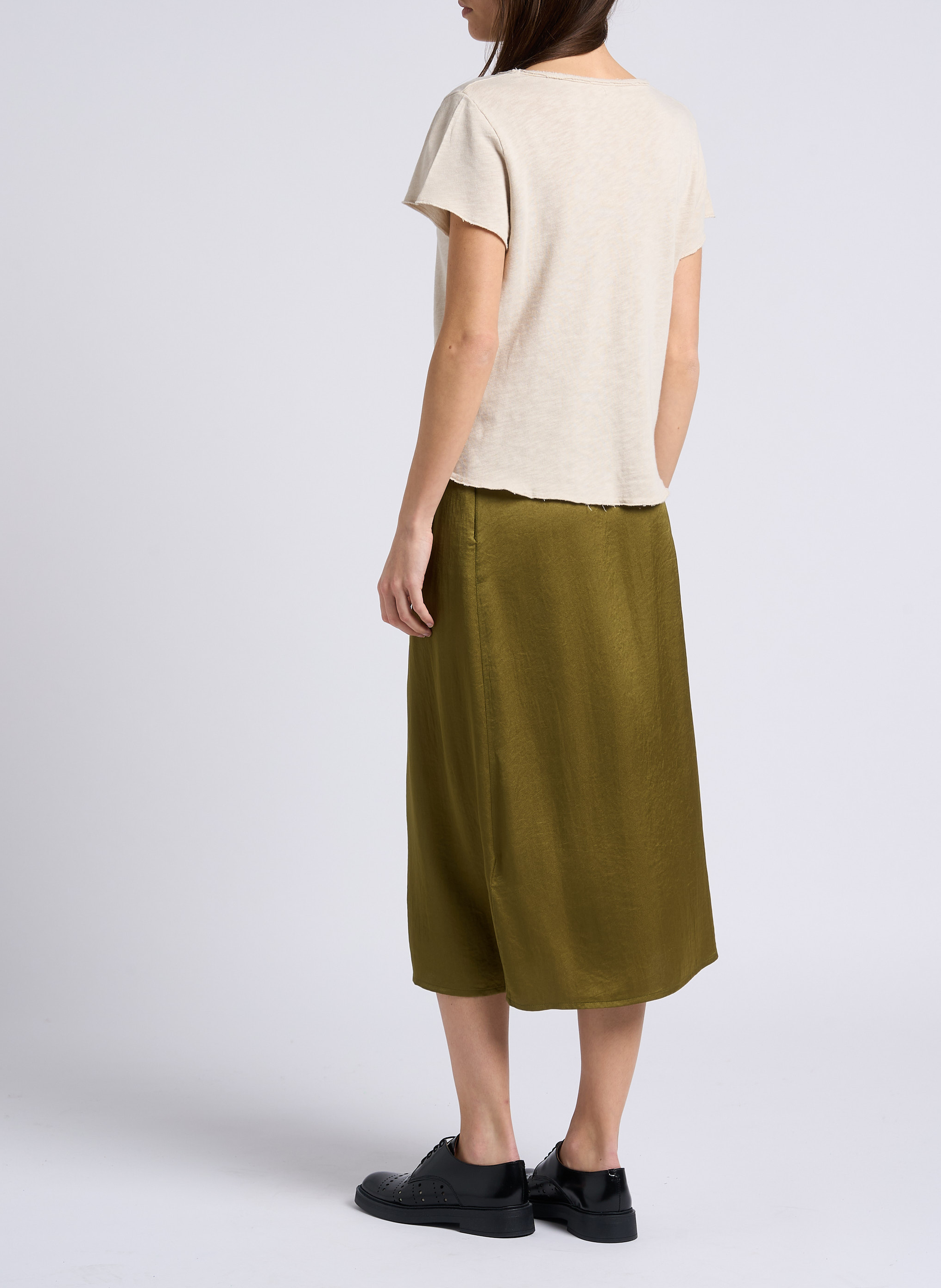 Tee-shirt droit col v en coton sonoma AMERICAN VINTAGE Beige