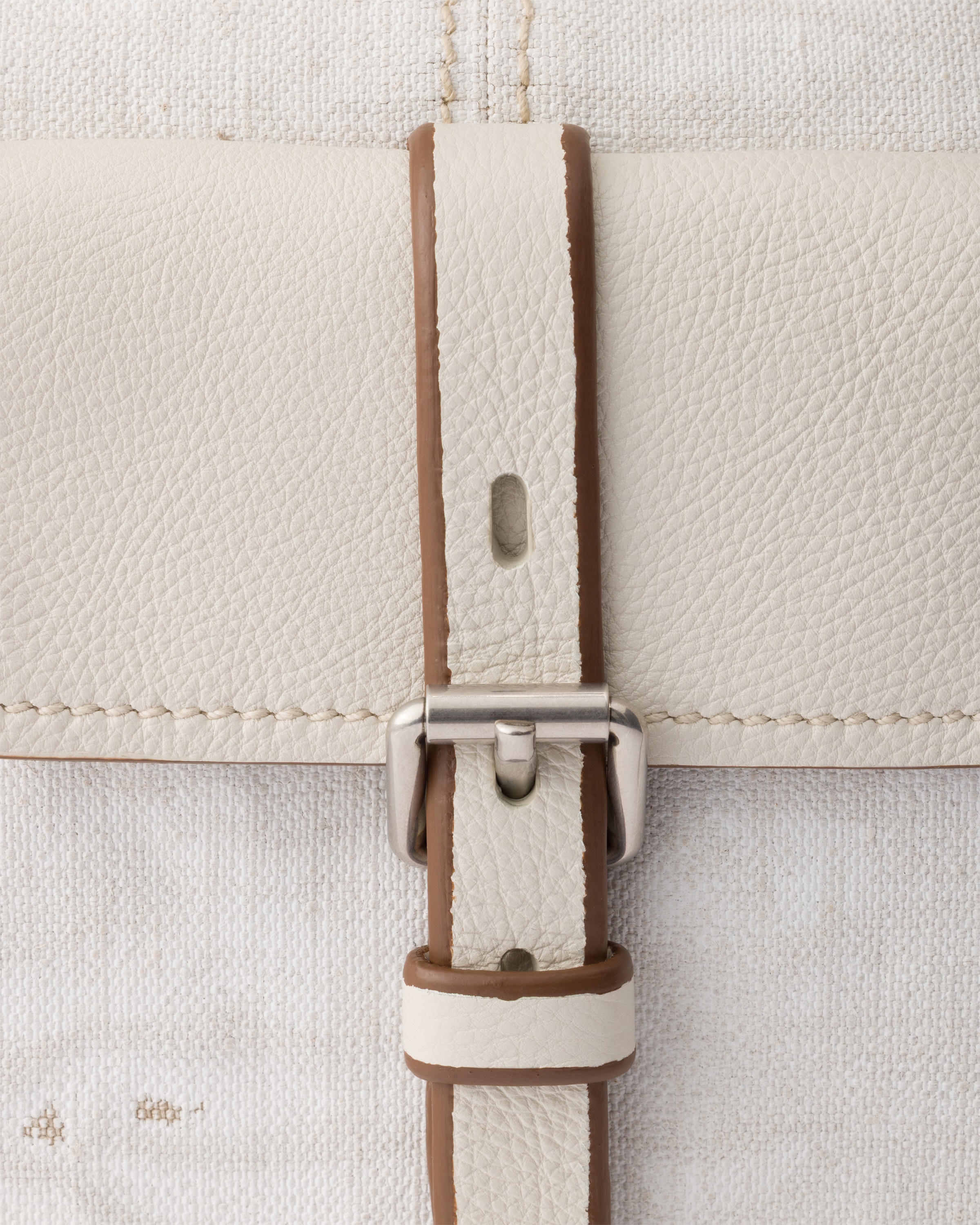 Très grand cabas prada bonnie en lin imprimé et cu PRADA Blanc