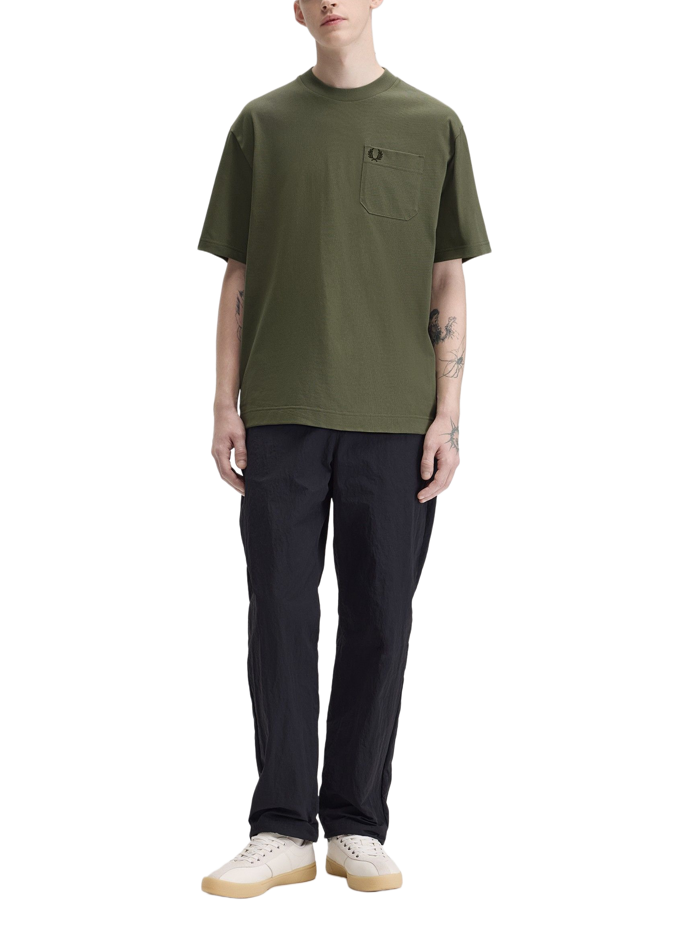 Tee-shirt col rond en coton FRED PERRY Vert