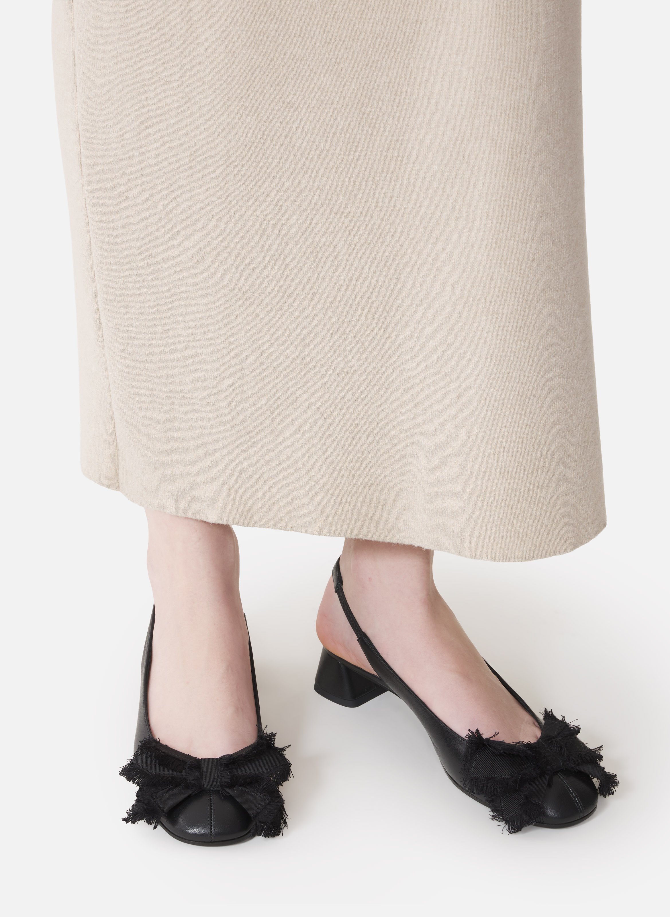 Slingback à talons ballerine en cuir LANVIN Noir