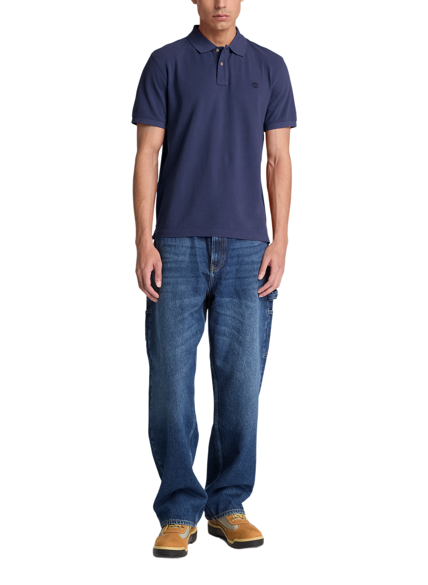 Polo a maniche corte con logo in cotone TIMBERLAND Blu