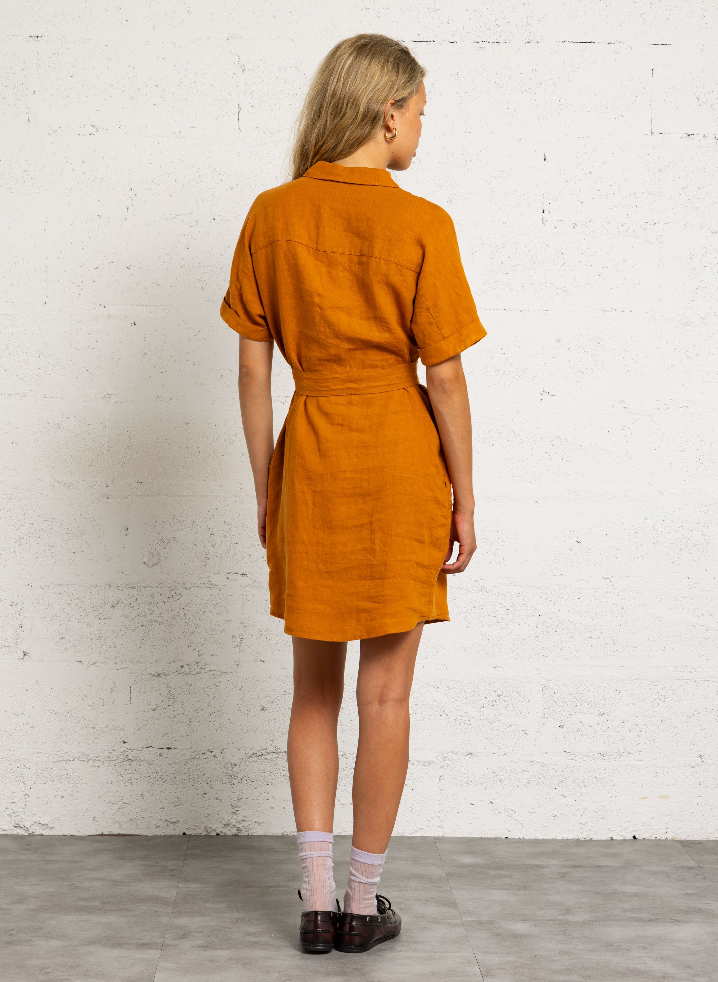 Robe chemise col classique en lin laya MAISON 123 Doré