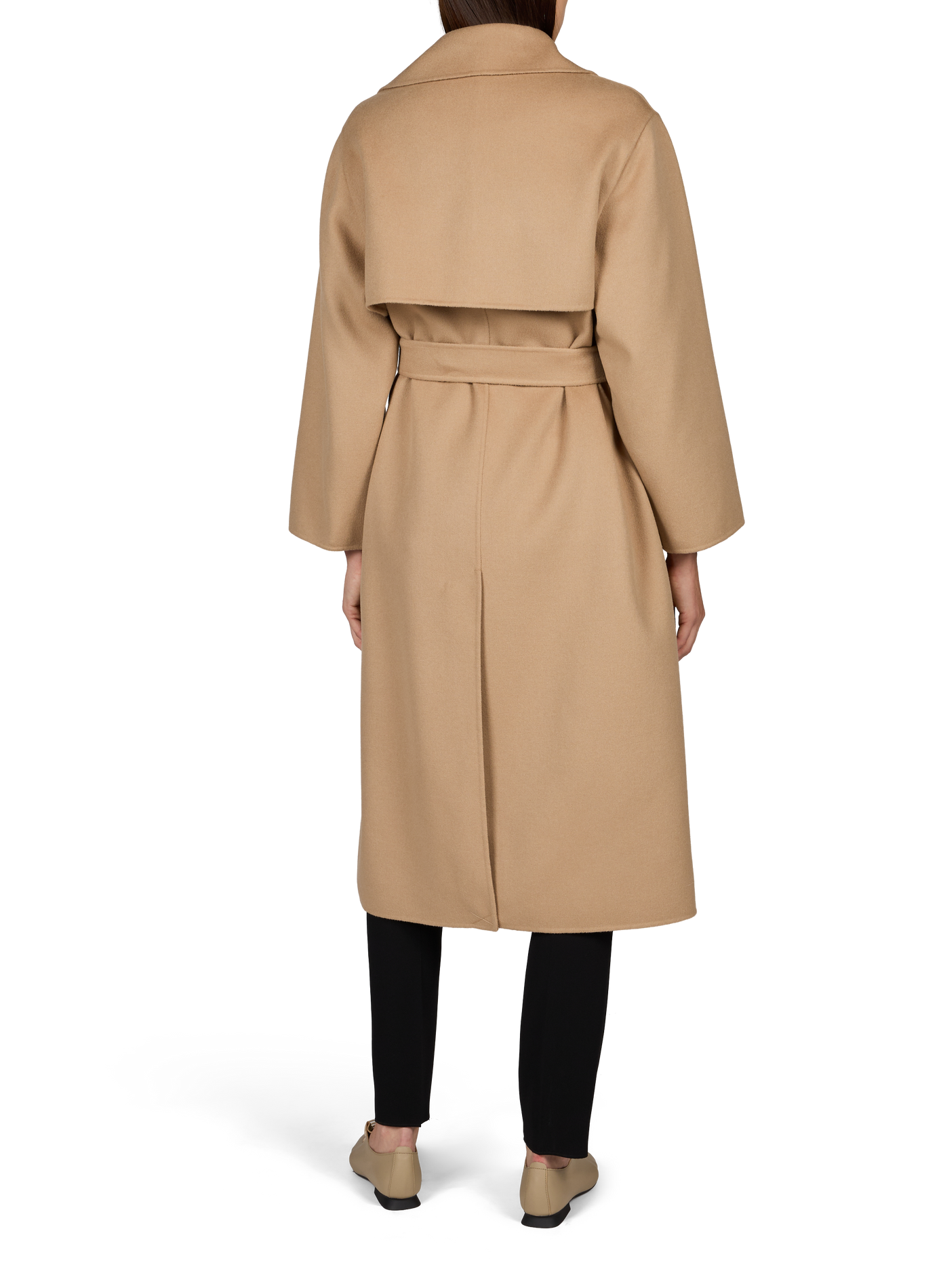 Manteau long ceinturé en laine vierge mélangée MAX MARA WEEK END Marron