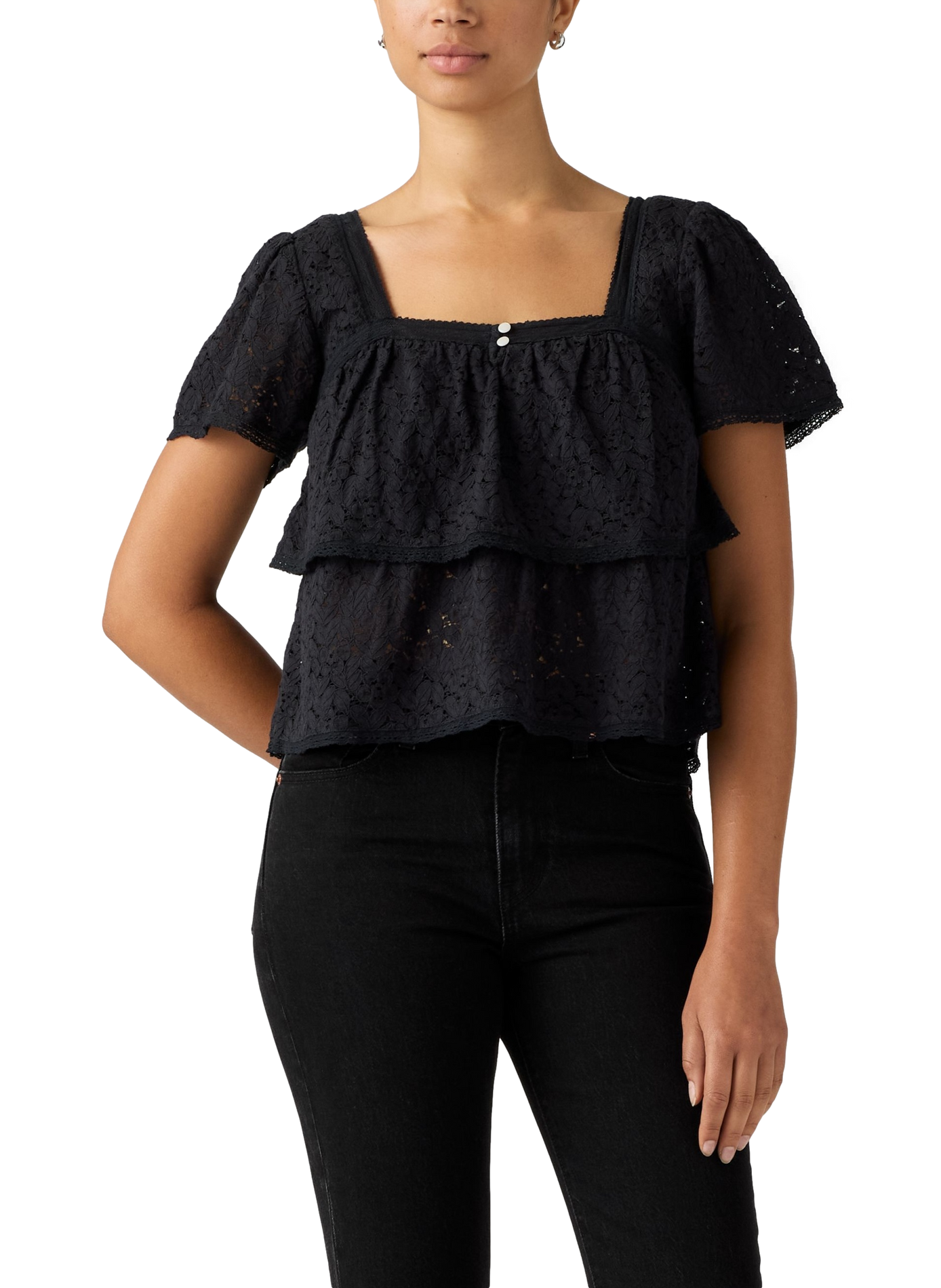 Blouse Dom met kanten details in gemengd katoen. LEVI'S Zwart
