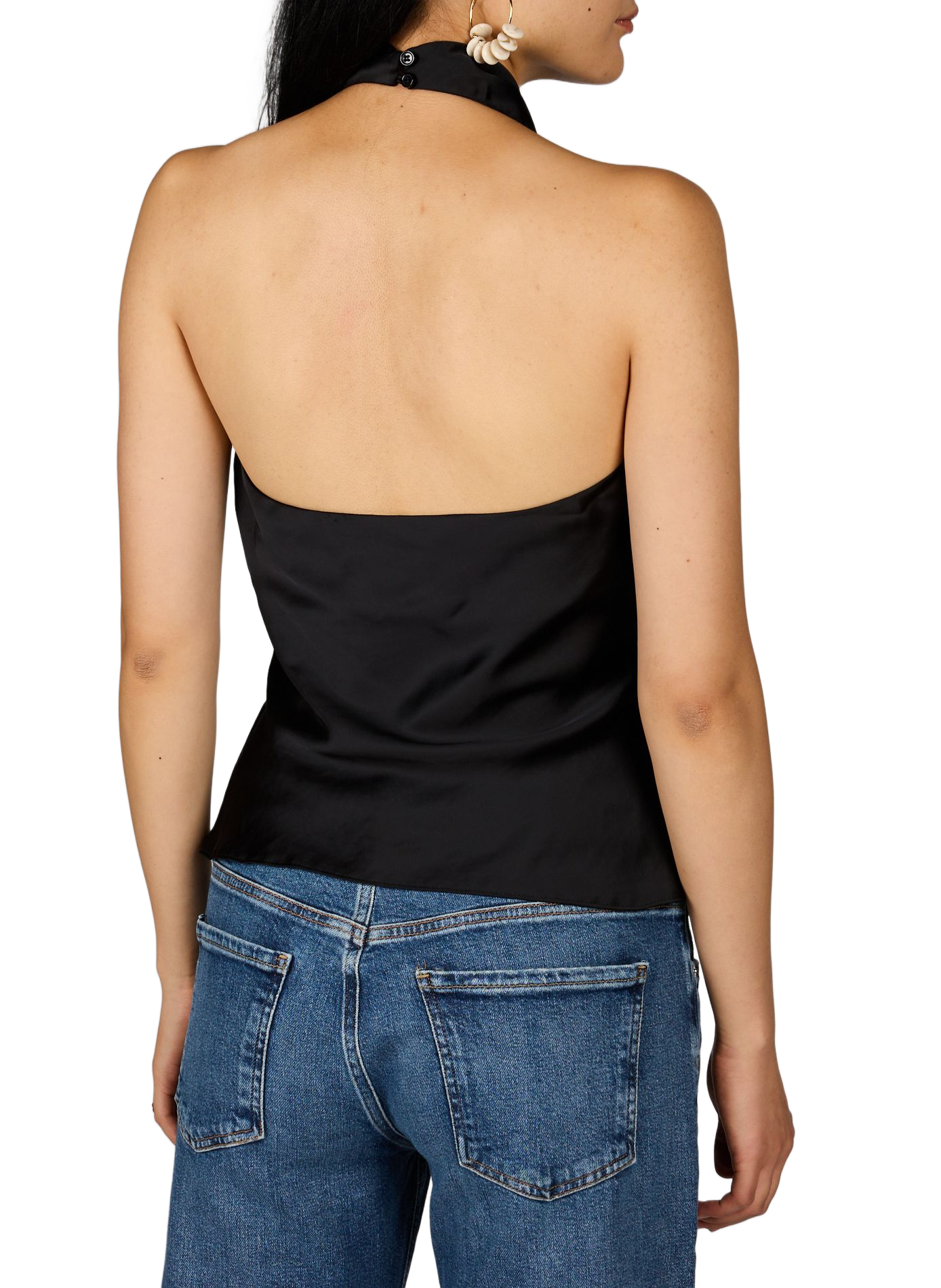 Oberteil in satiniertem Slim Fit TOPSHOP Schwarz