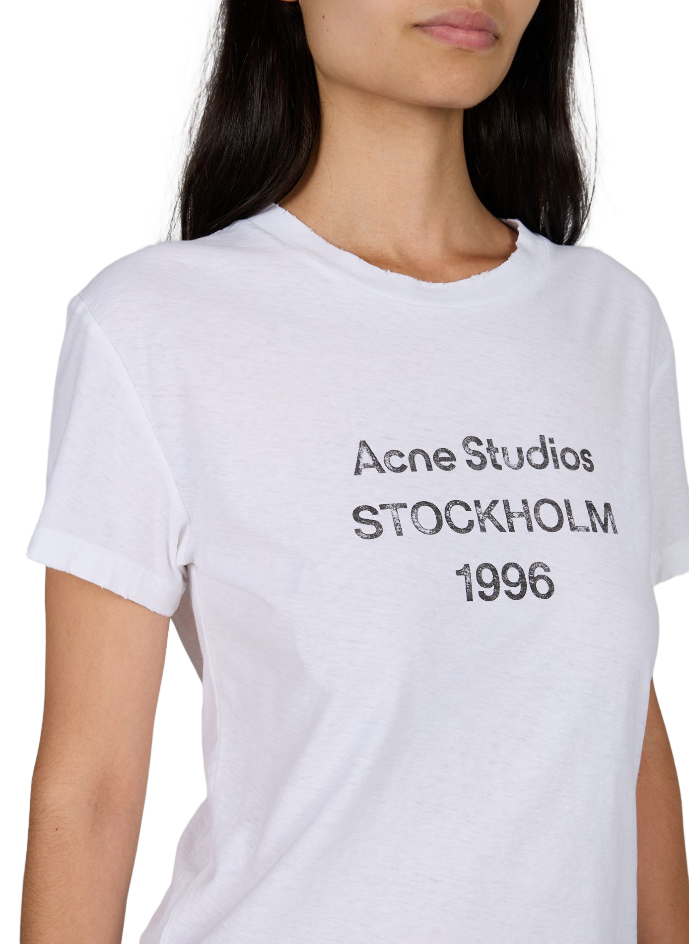 Gerader T-Shirt aus Baumwollmischung ACNE STUDIOS Weiss