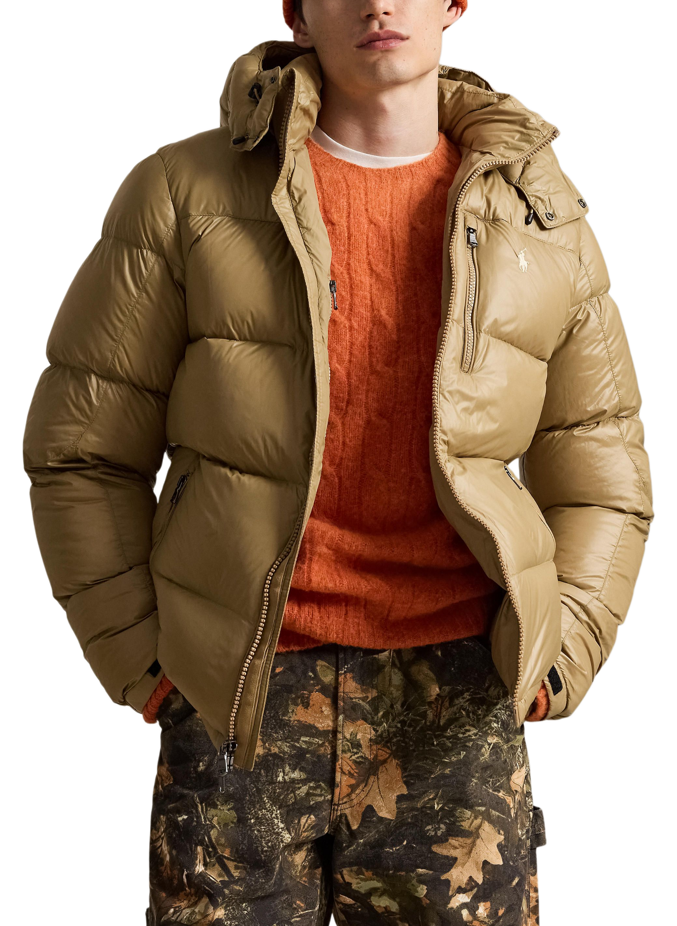 Doudoune droite à capuche amovible POLO RALPH LAUREN Beige