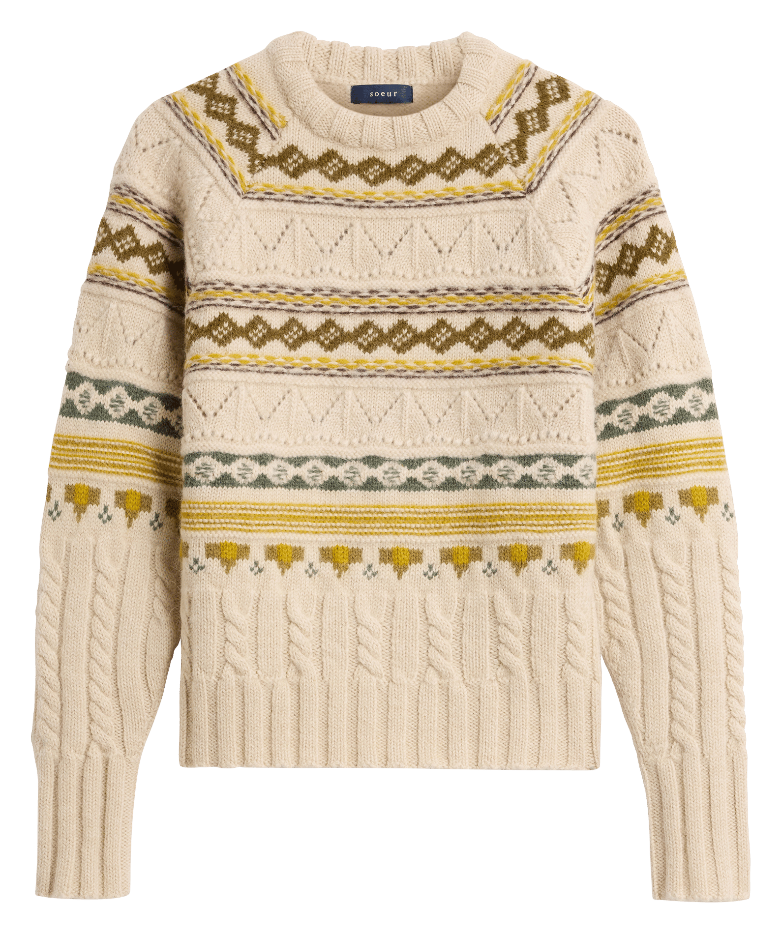Pull col rond droit imprimé en laine luis SOEUR Multicolore
