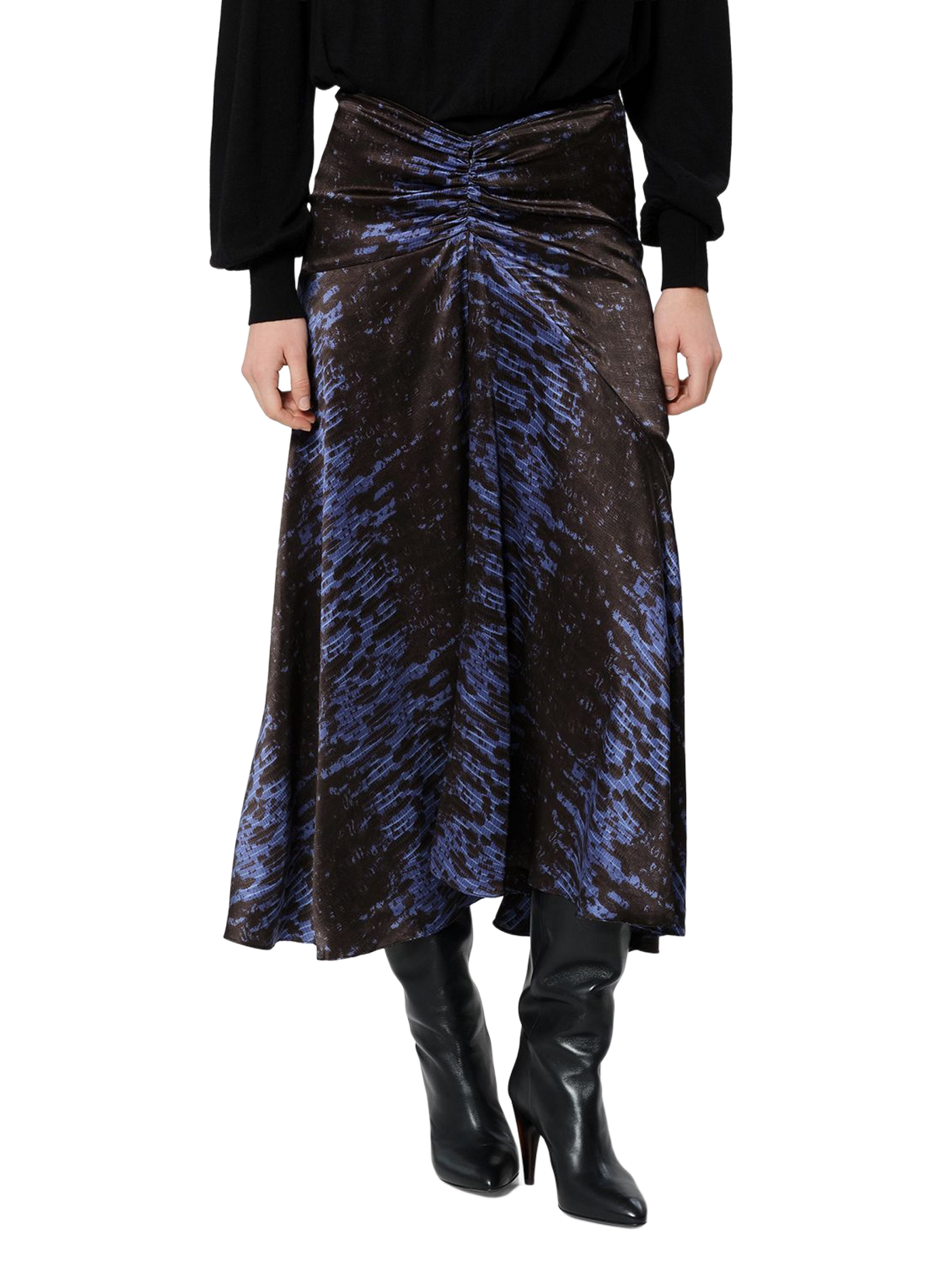 LAREN printed silk satin skirt ISABEL MARANT Blue